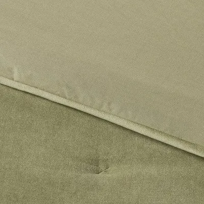 New - Full/Queen Cotton Velvet Comforter & Sham Set Green - Threshold