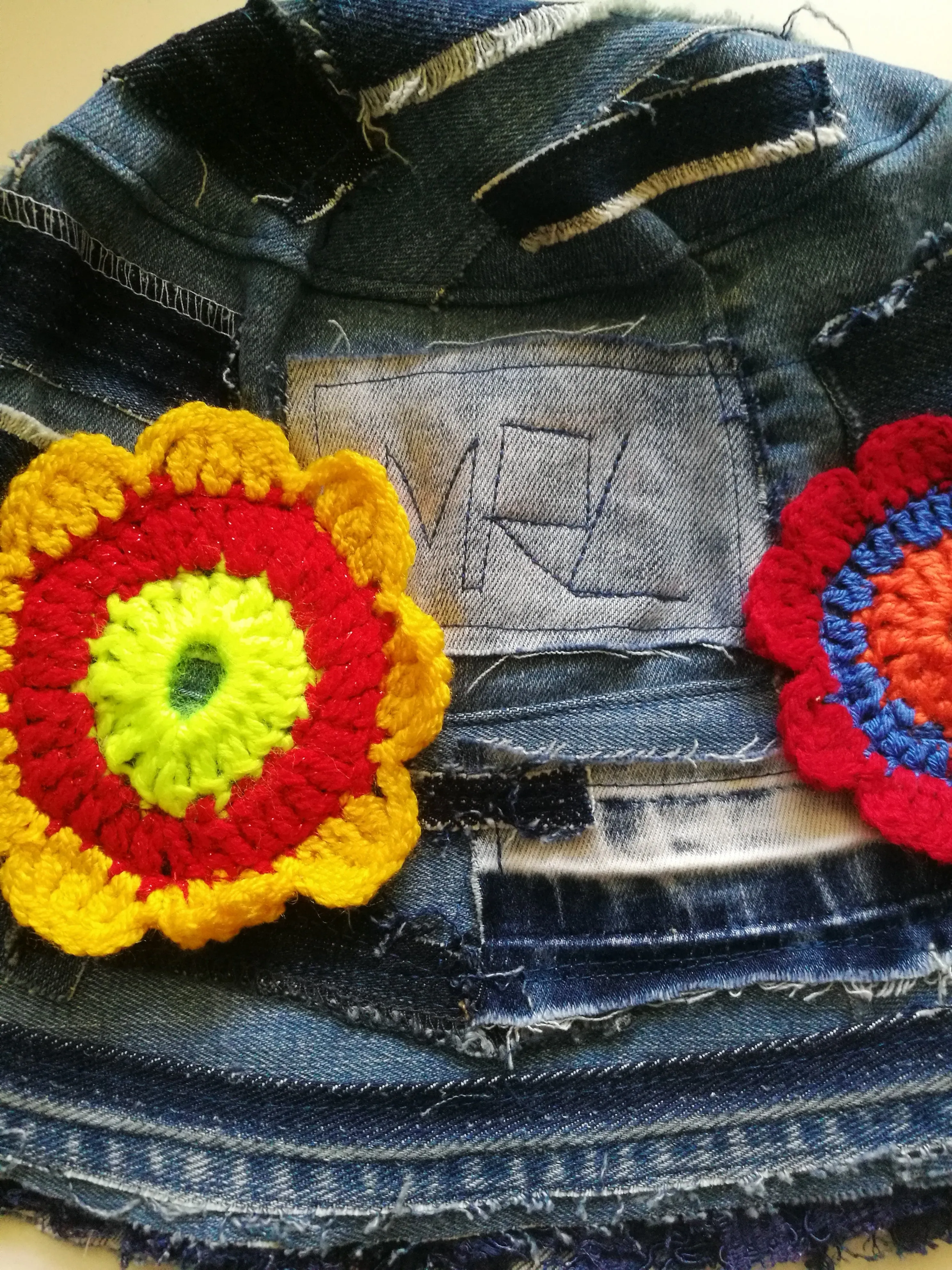 Patchwork Denim Bucket Hat 2X Boho Floral Hat