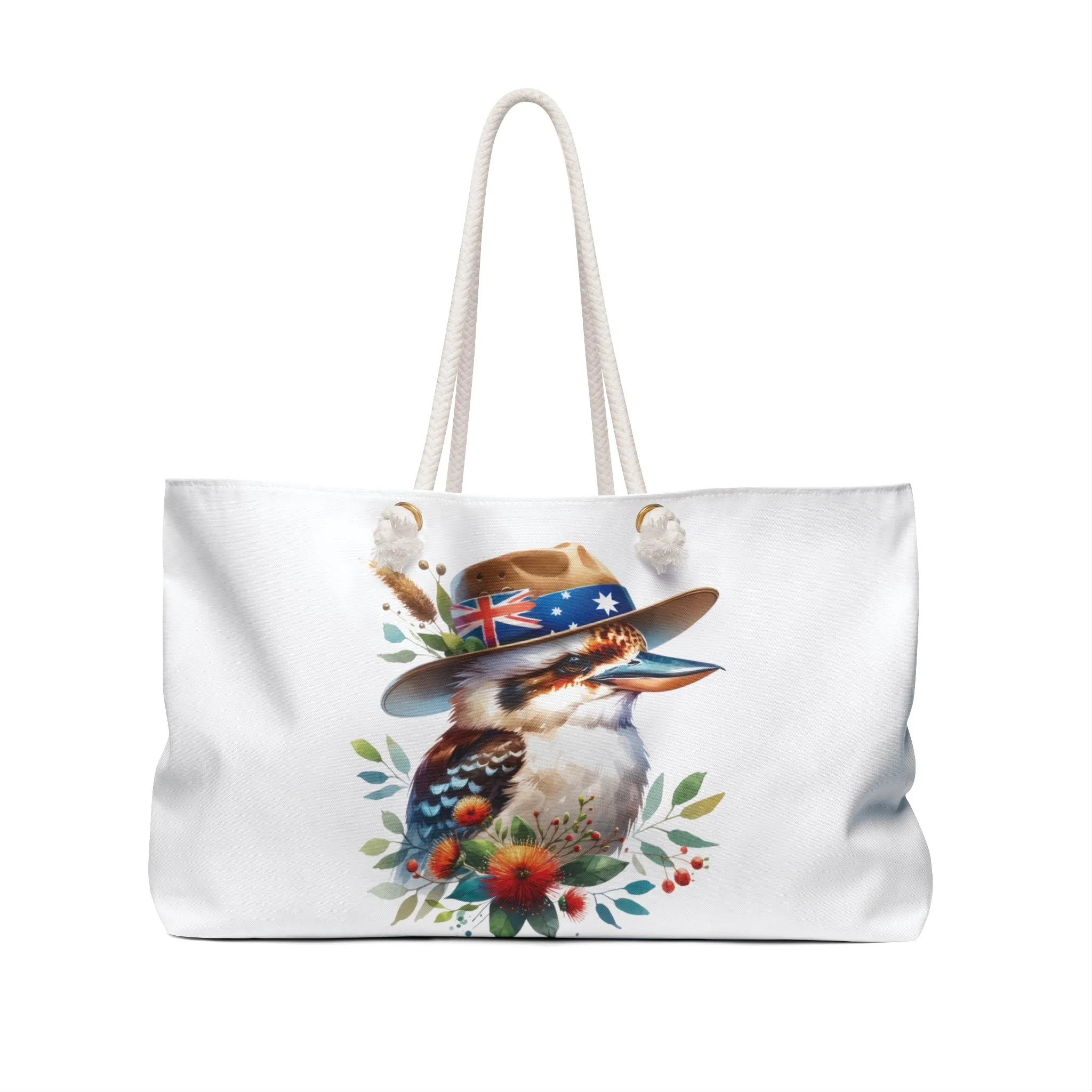 Personalised/Non-Personalised Weekender Bag, Australian Animals, Kookaburra, Large Weekender Bag, Beach Bag, Book Bag