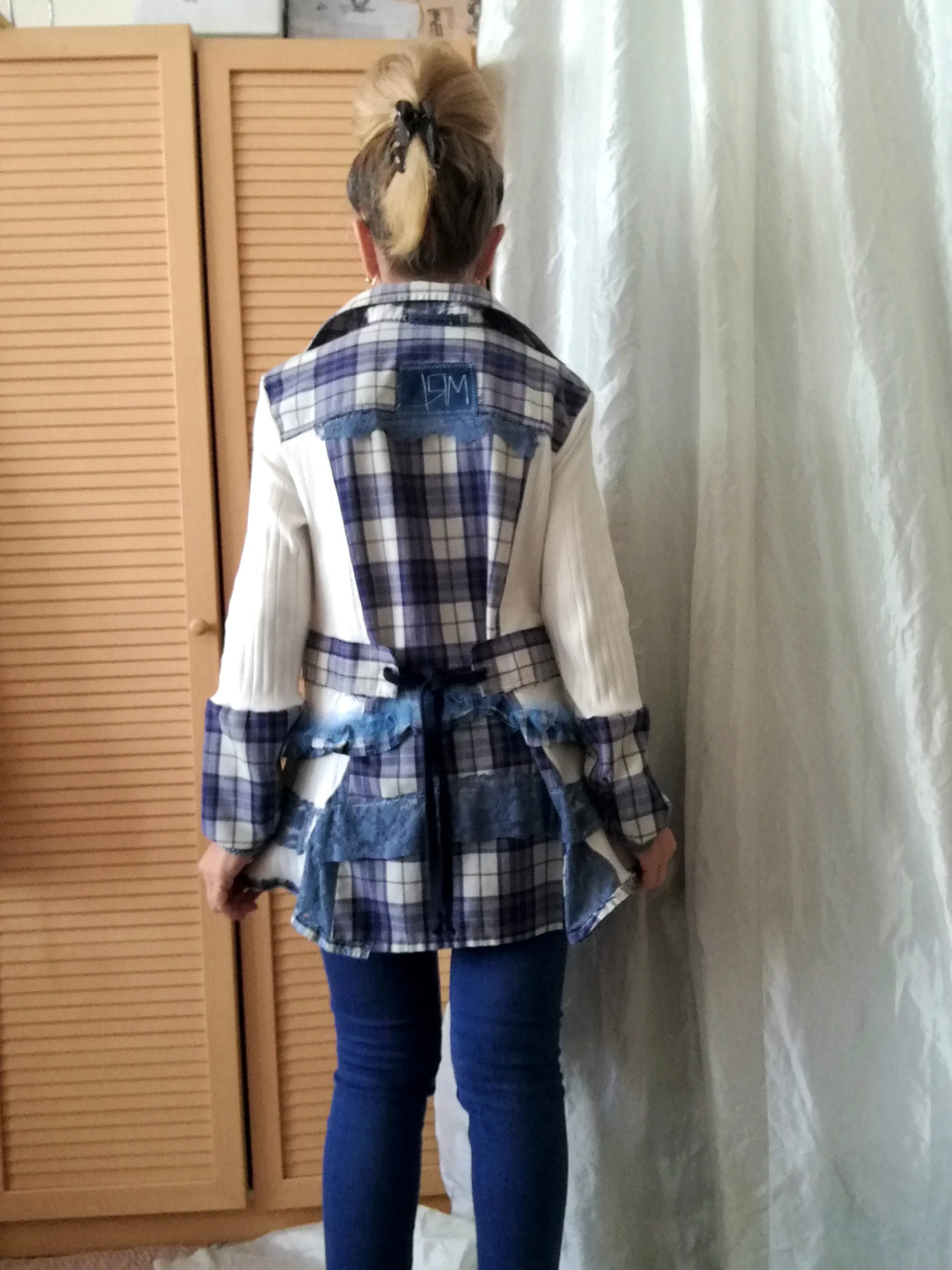 Plaid Duster Dress,S Blue Shirt Dress
