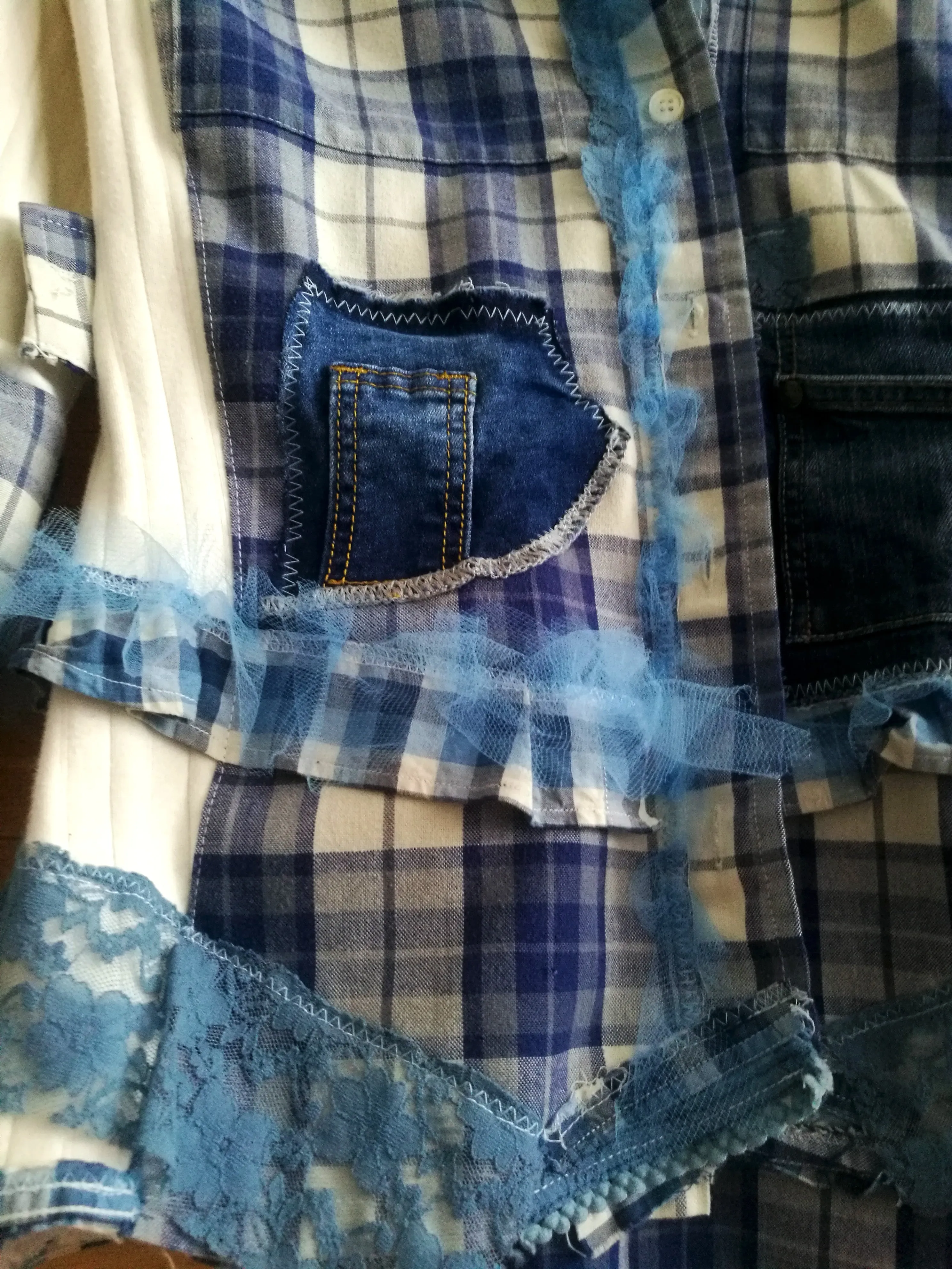 Plaid Duster Dress,S Blue Shirt Dress