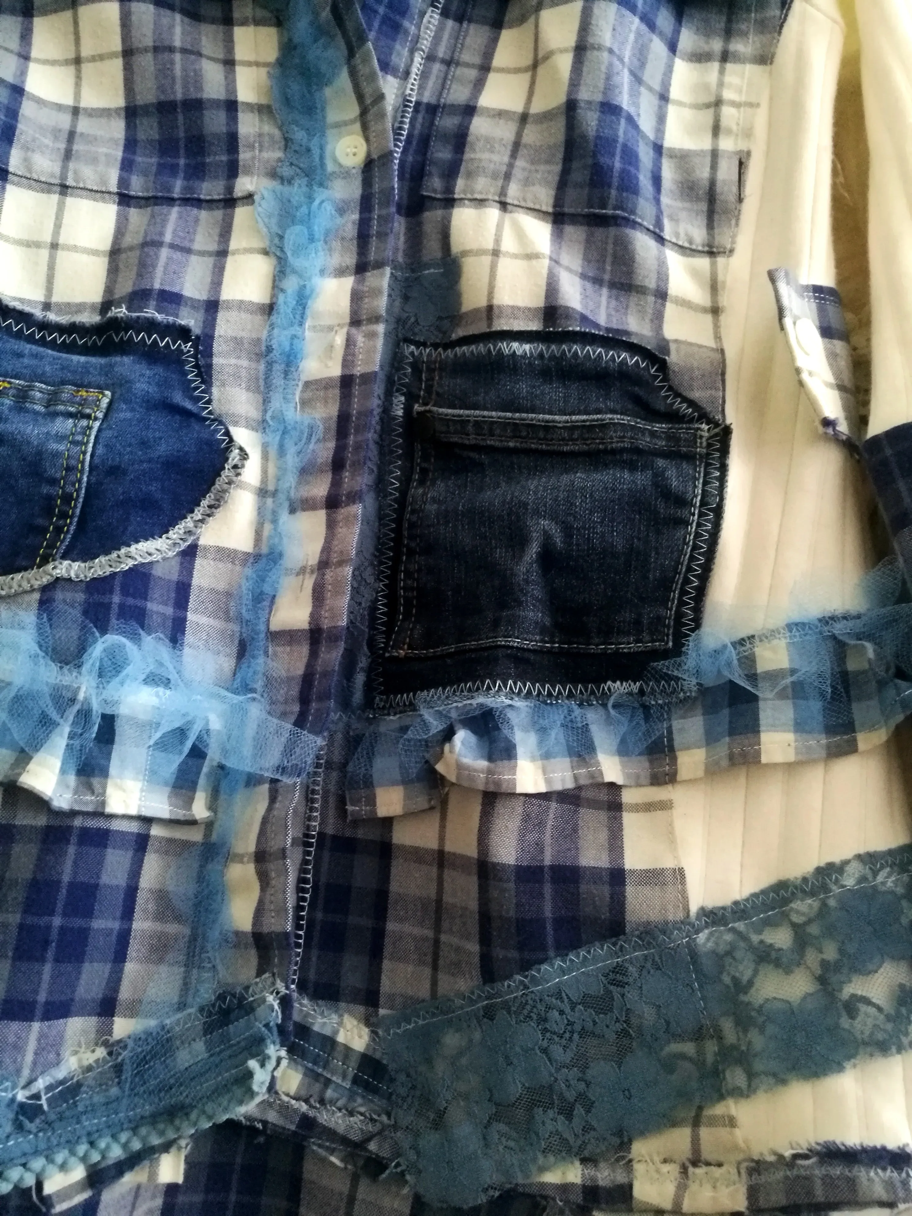 Plaid Duster Dress,S Blue Shirt Dress