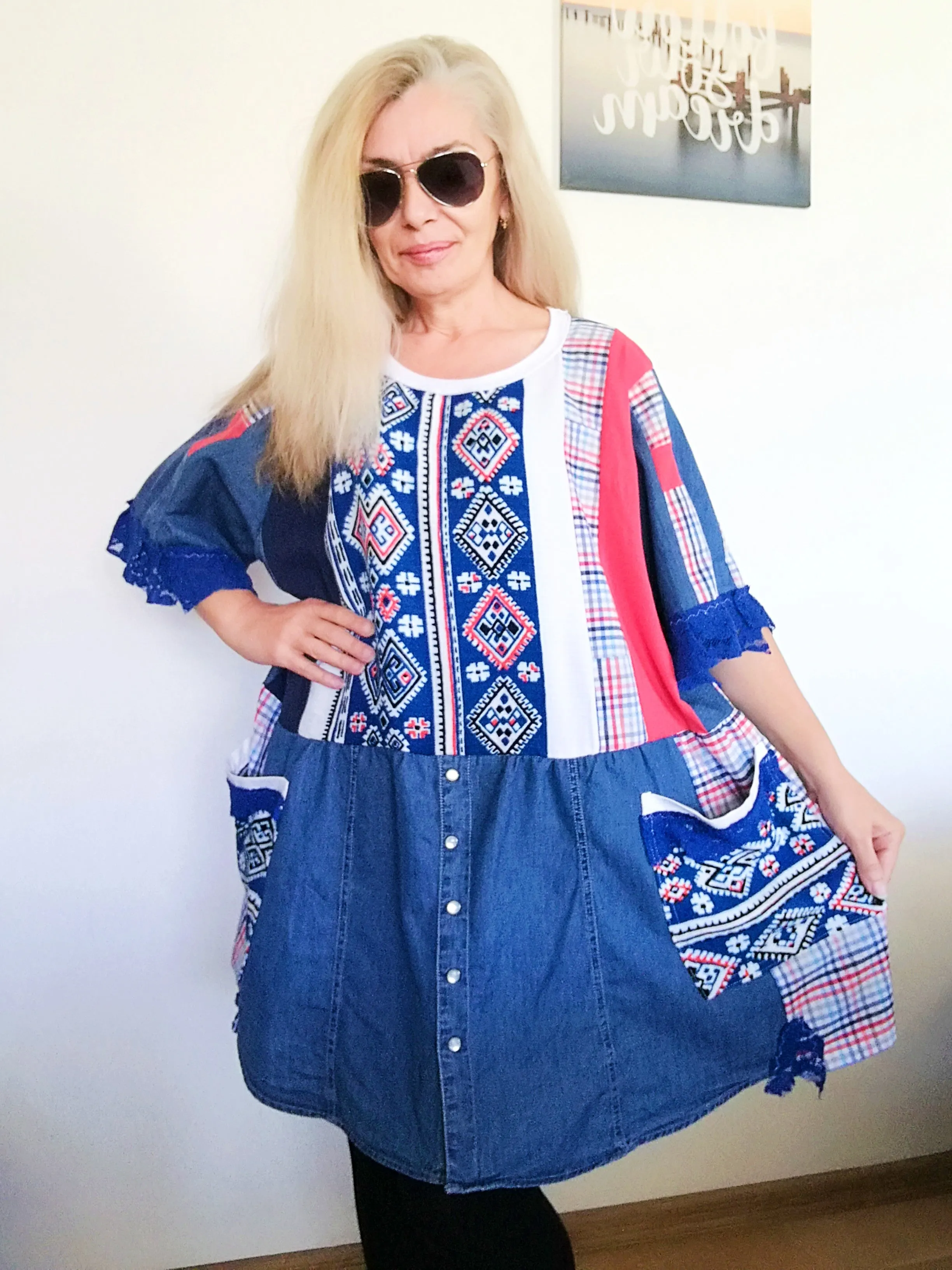 Plus Size Denim Dress 3X/4X Maxi Summer Ethnic Dress