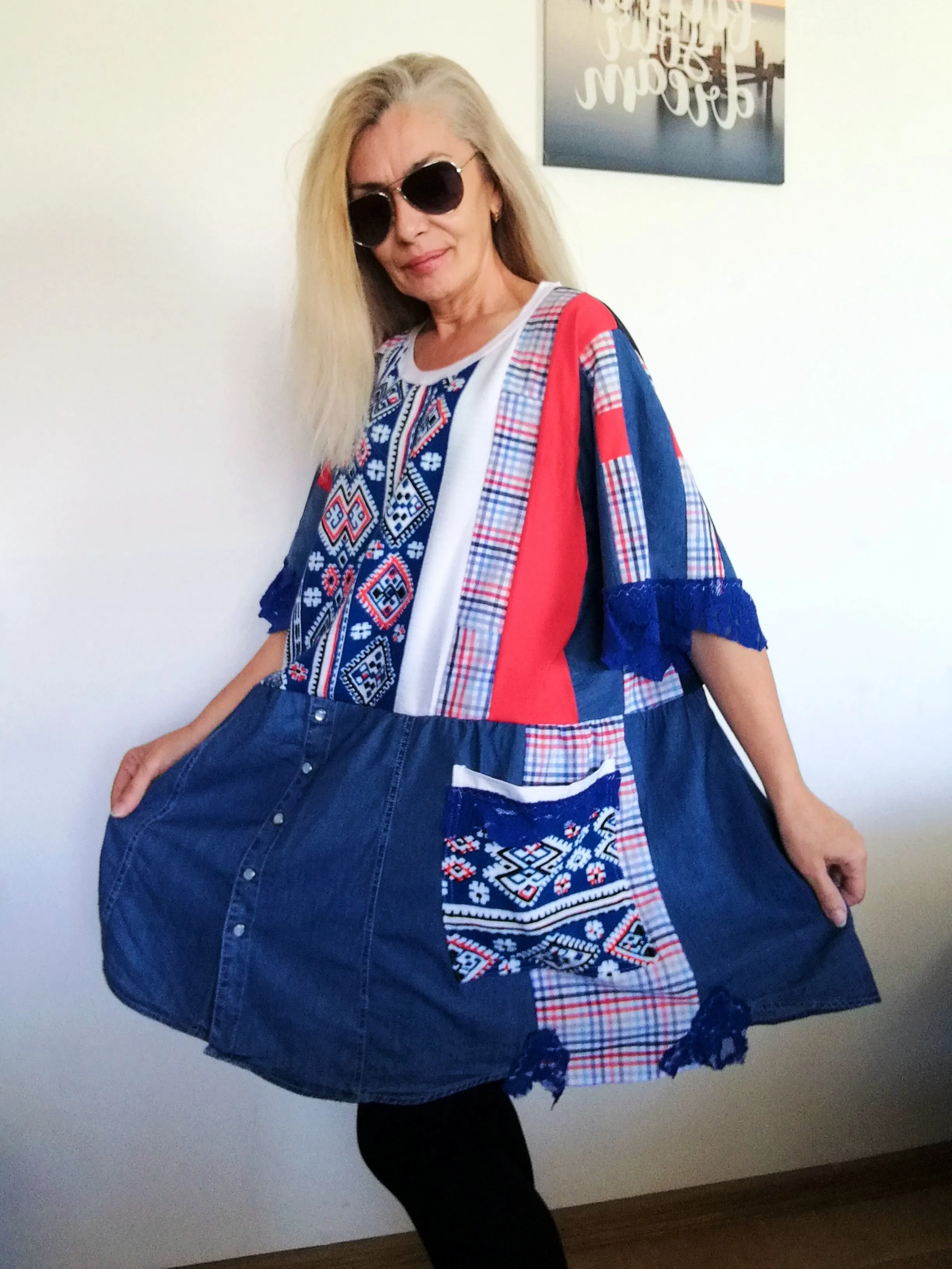 Plus Size Denim Dress 3X/4X Maxi Summer Ethnic Dress