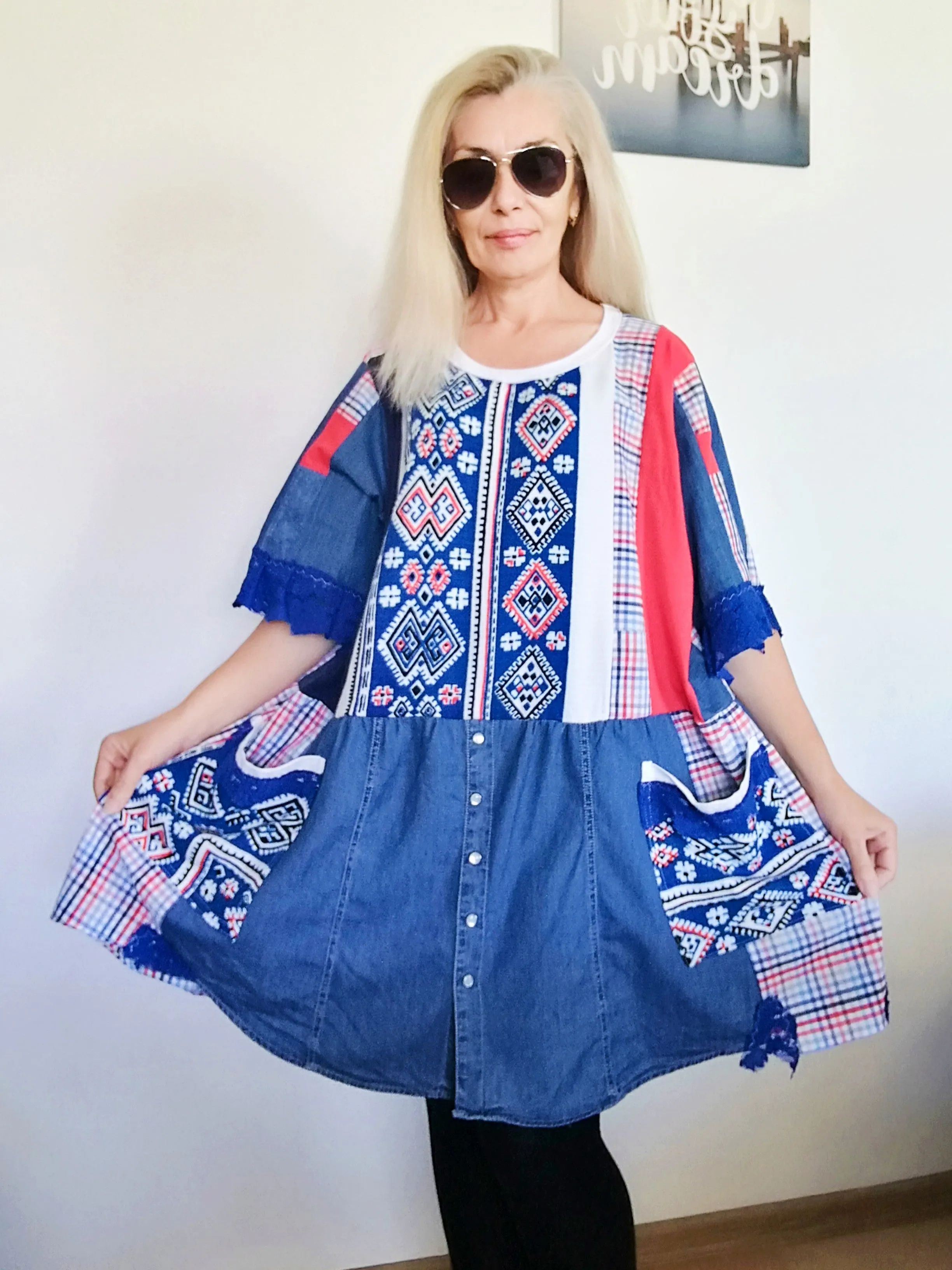 Plus Size Denim Dress 3X/4X Maxi Summer Ethnic Dress