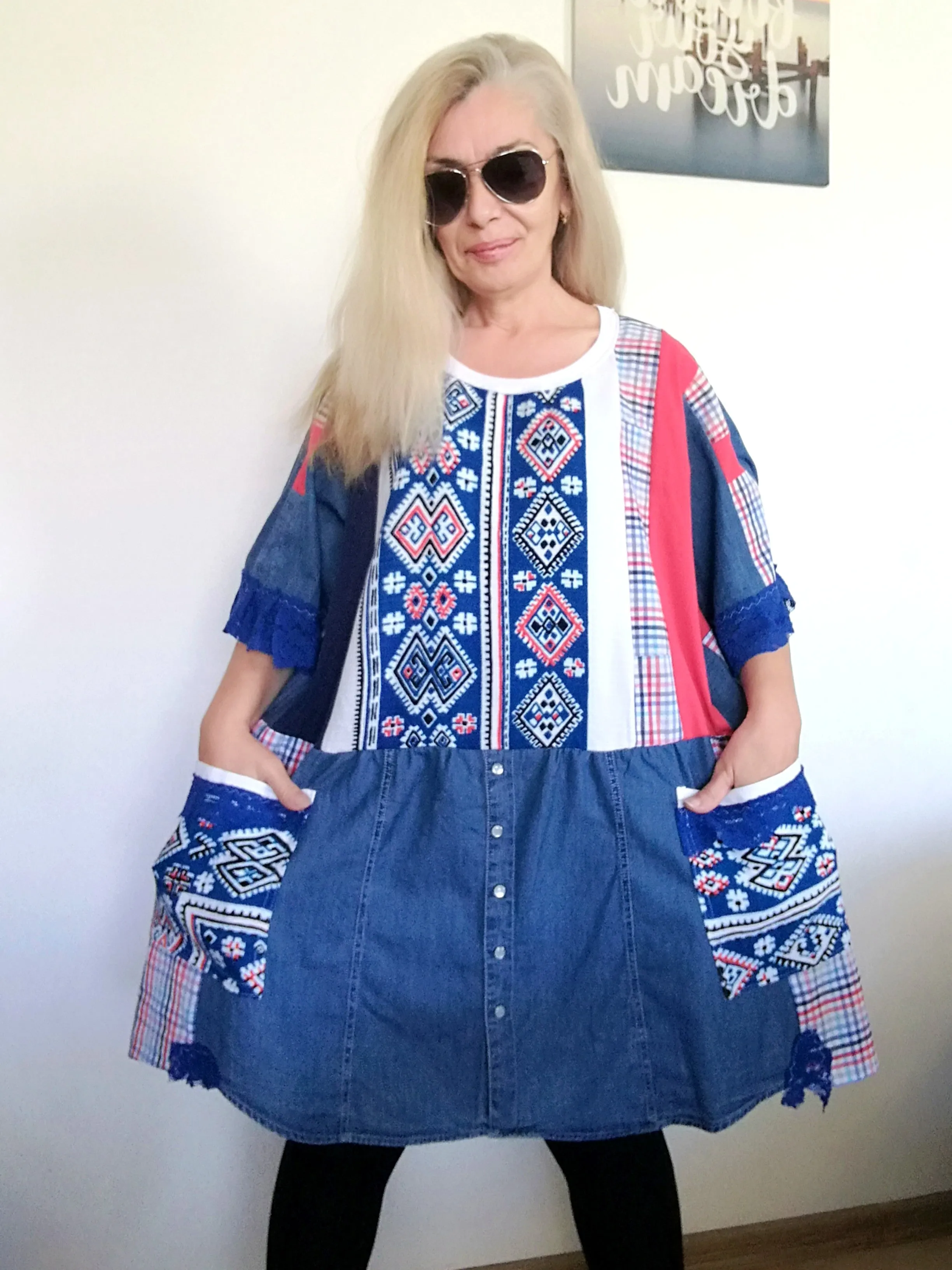 Plus Size Denim Dress 3X/4X Maxi Summer Ethnic Dress