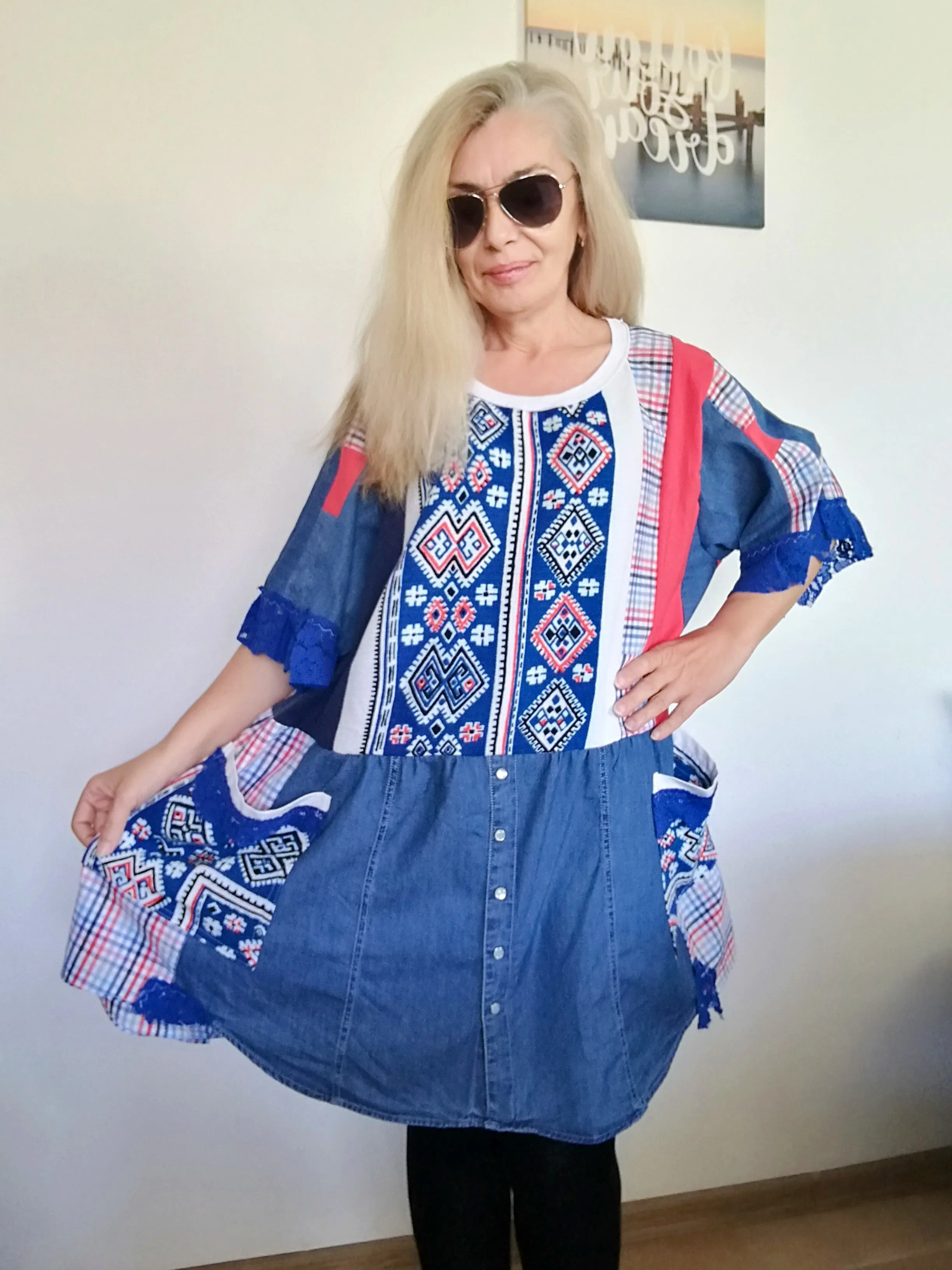 Plus Size Denim Dress 3X/4X Maxi Summer Ethnic Dress