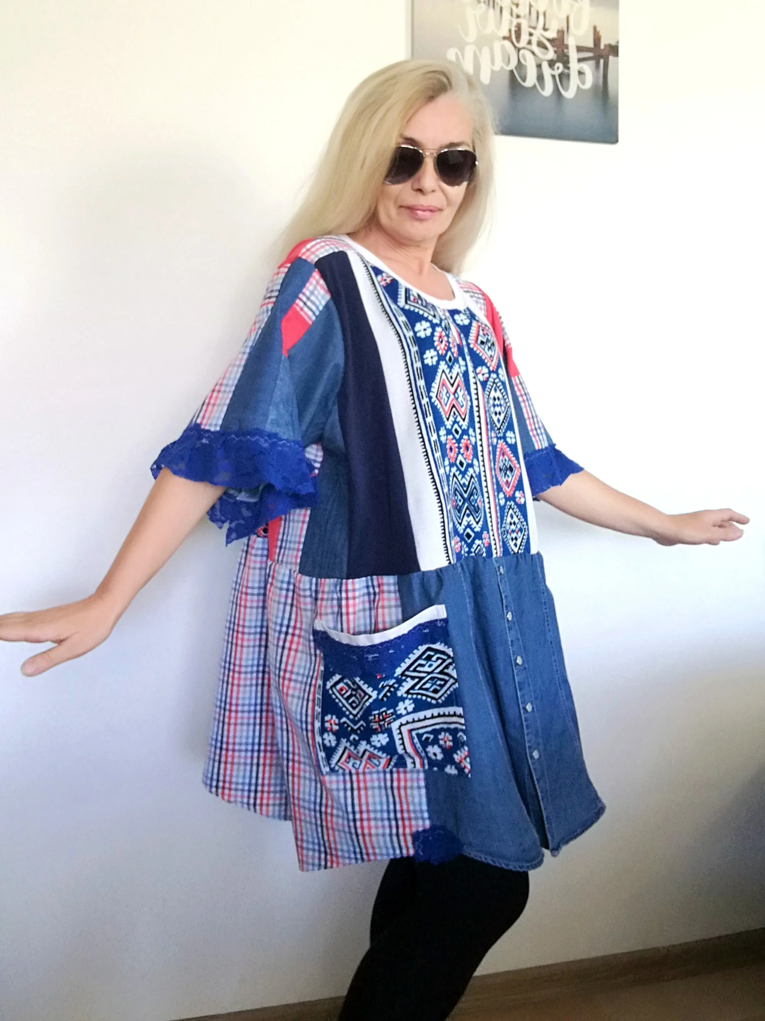 Plus Size Denim Dress 3X/4X Maxi Summer Ethnic Dress