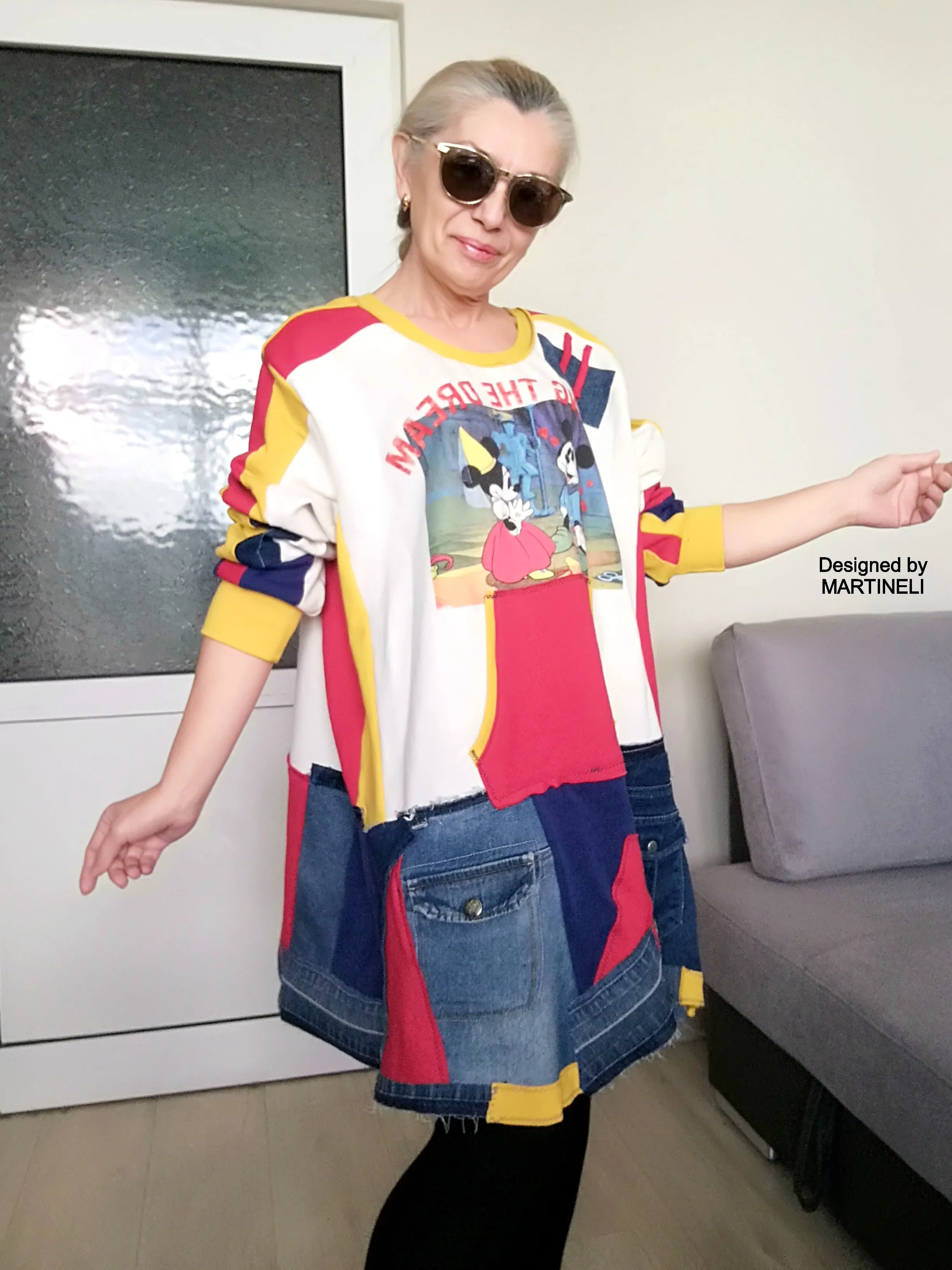 PLUS SIZE DENIM DRESS 3XL MAXI MICKEY MOUSE SWEATSHIRT DRESS