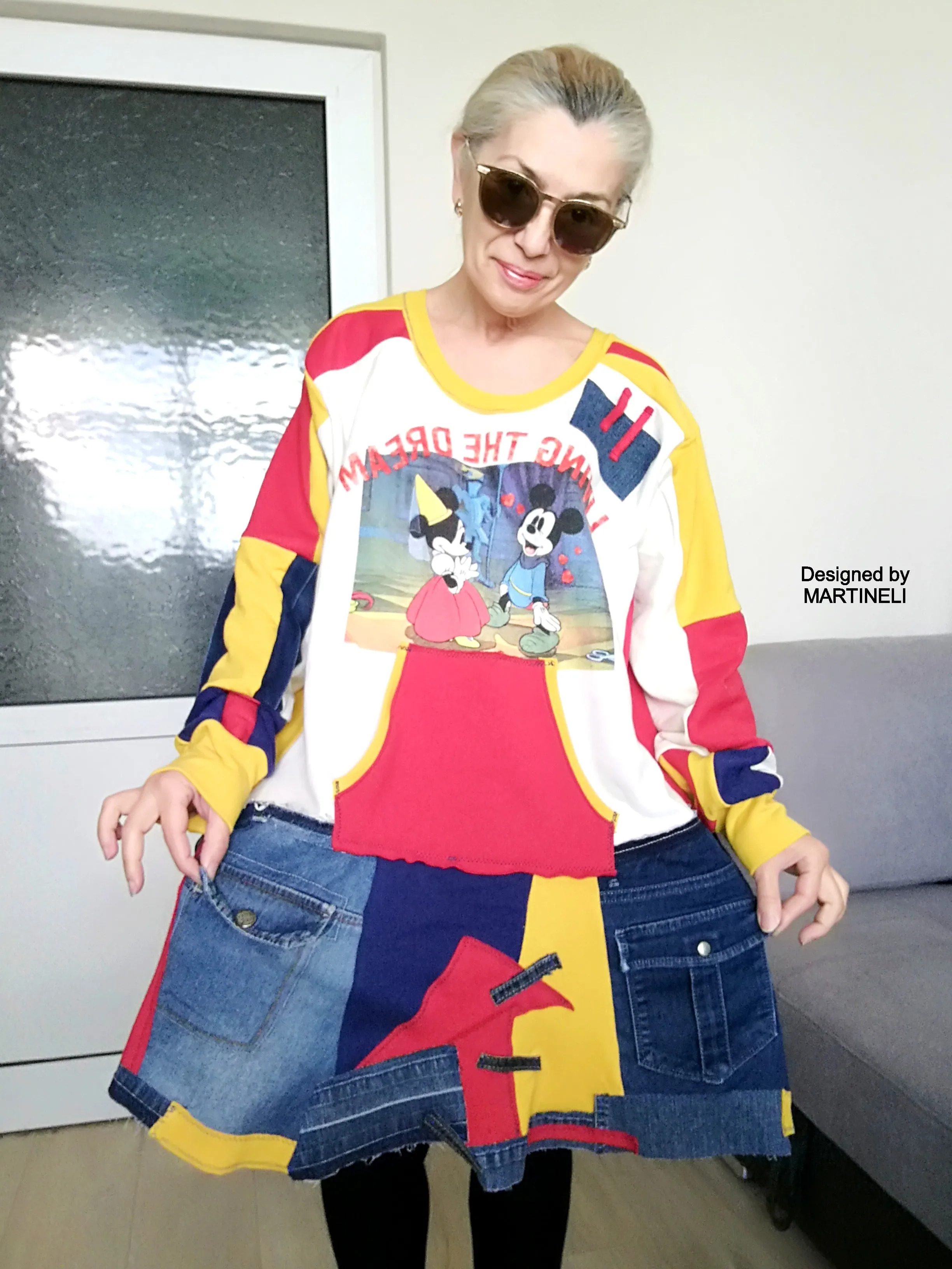 PLUS SIZE DENIM DRESS 3XL MAXI MICKEY MOUSE SWEATSHIRT DRESS