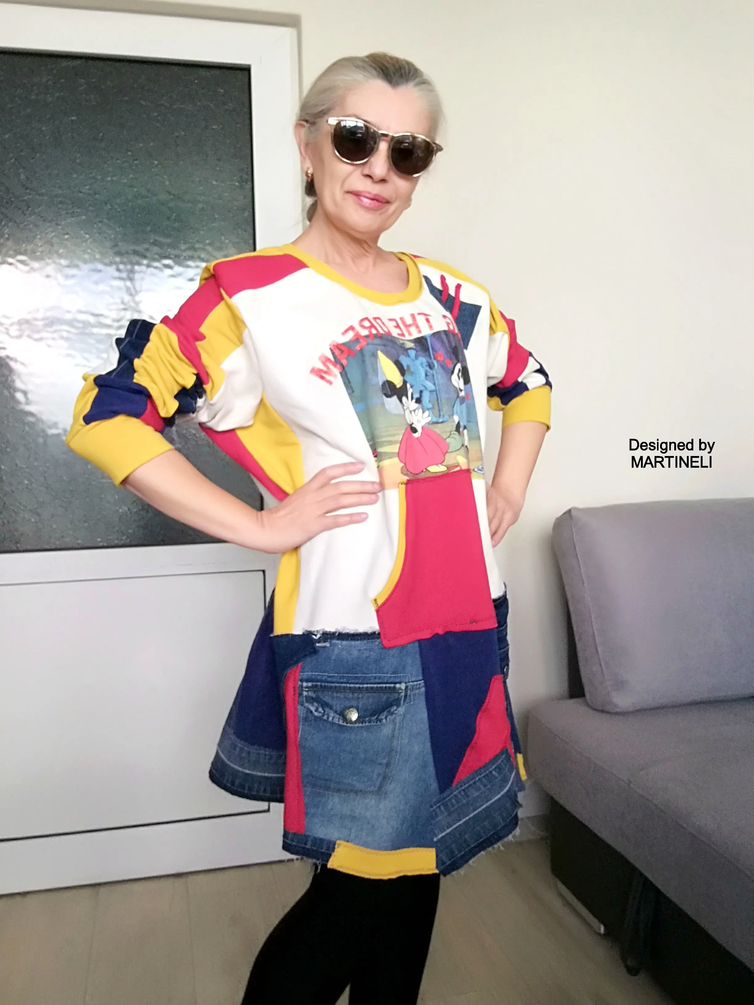 PLUS SIZE DENIM DRESS 3XL MAXI MICKEY MOUSE SWEATSHIRT DRESS
