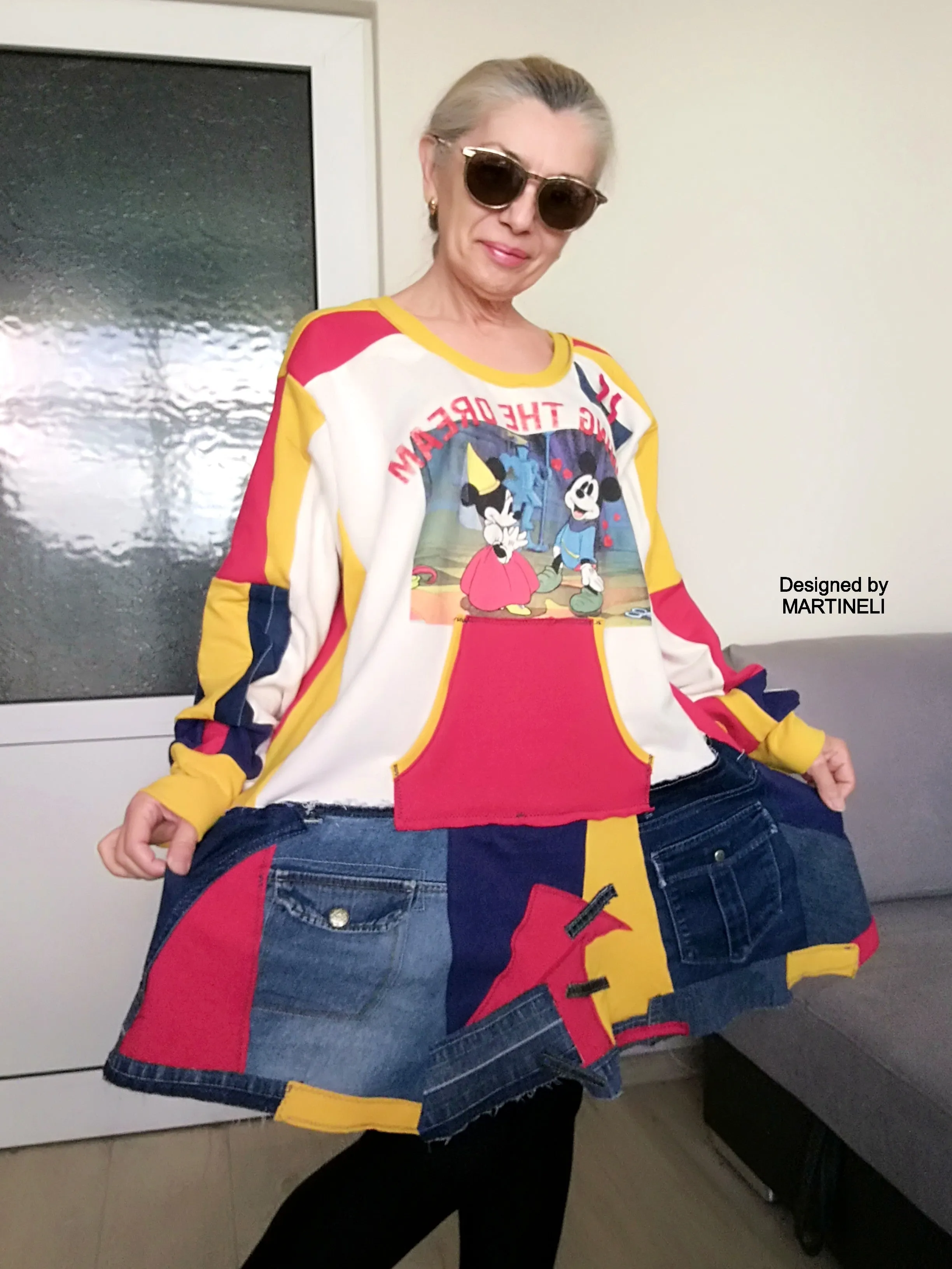 PLUS SIZE DENIM DRESS 3XL MAXI MICKEY MOUSE SWEATSHIRT DRESS