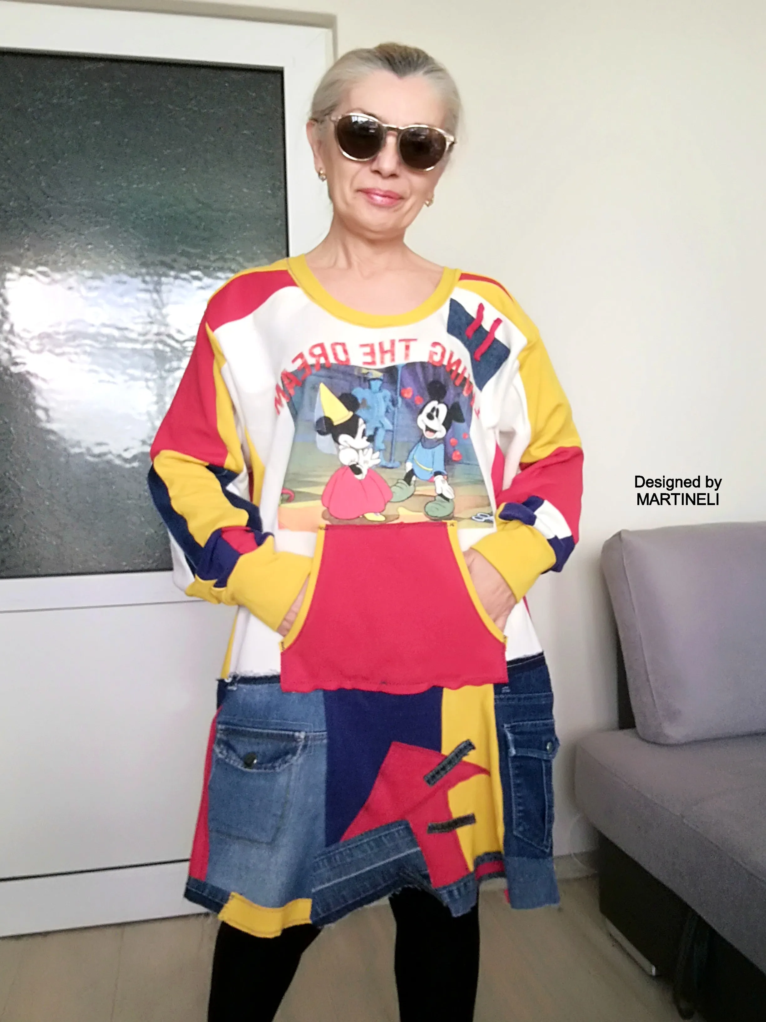 PLUS SIZE DENIM DRESS 3XL MAXI MICKEY MOUSE SWEATSHIRT DRESS