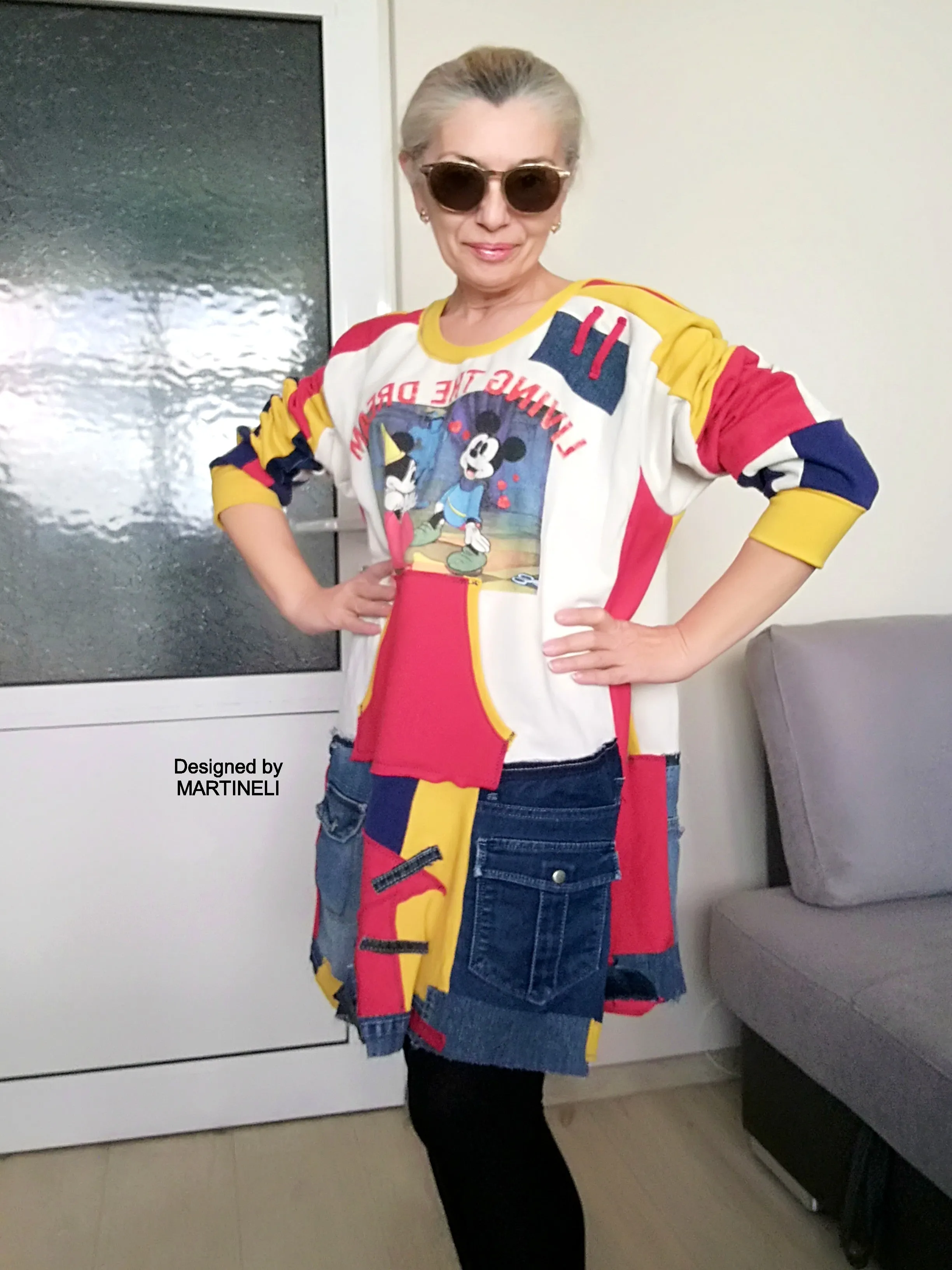 PLUS SIZE DENIM DRESS 3XL MAXI MICKEY MOUSE SWEATSHIRT DRESS
