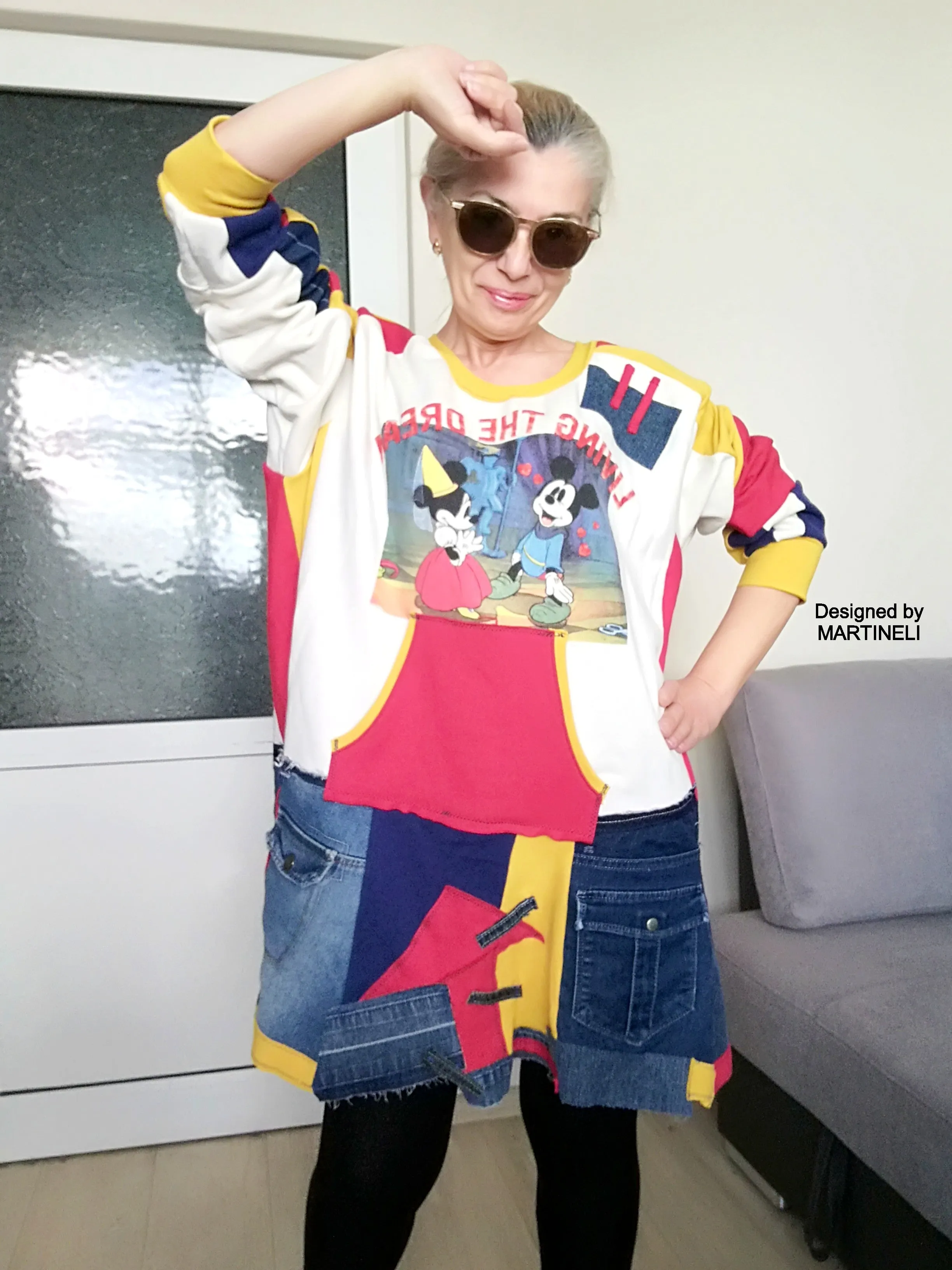 PLUS SIZE DENIM DRESS 3XL MAXI MICKEY MOUSE SWEATSHIRT DRESS