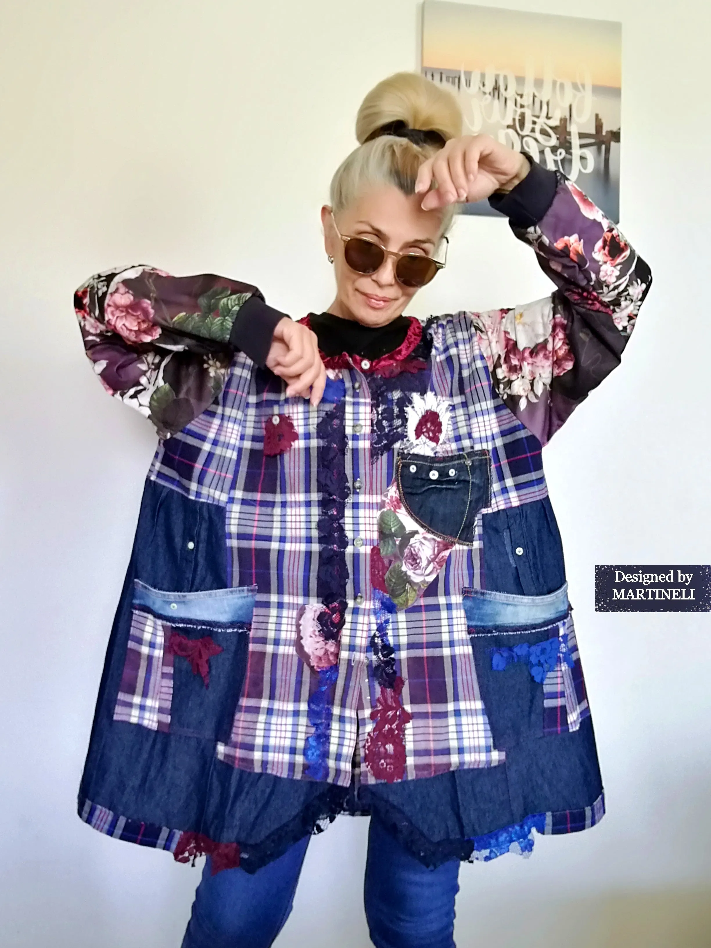 Plus Size Denim Shirt Dress 3XL Boho Style Jacket Dress