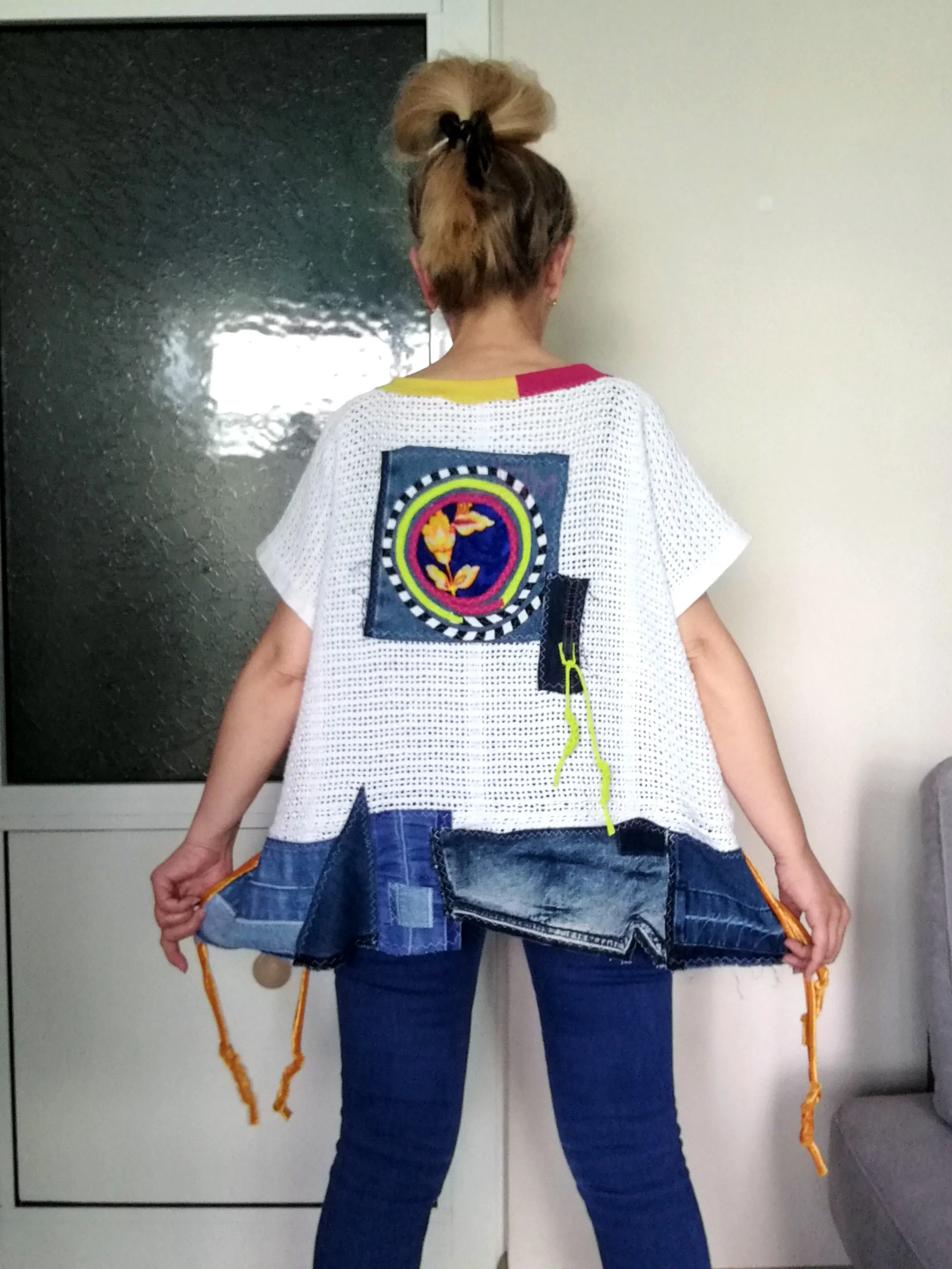 Plus Size Denim Top One Size Loose Summer Lace Top