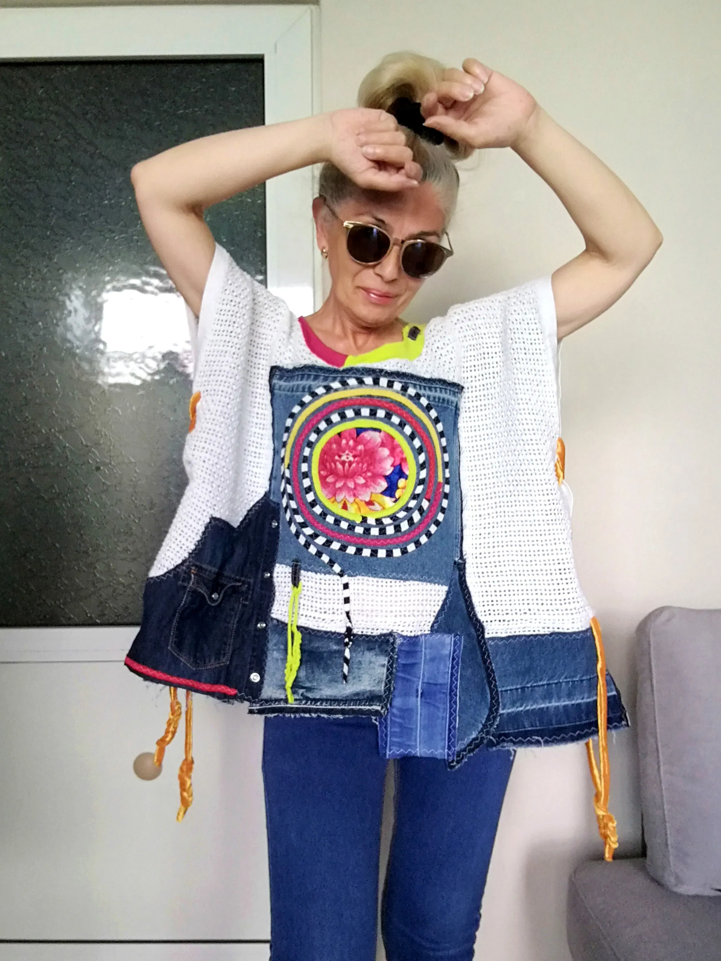 Plus Size Denim Top One Size Loose Summer Lace Top