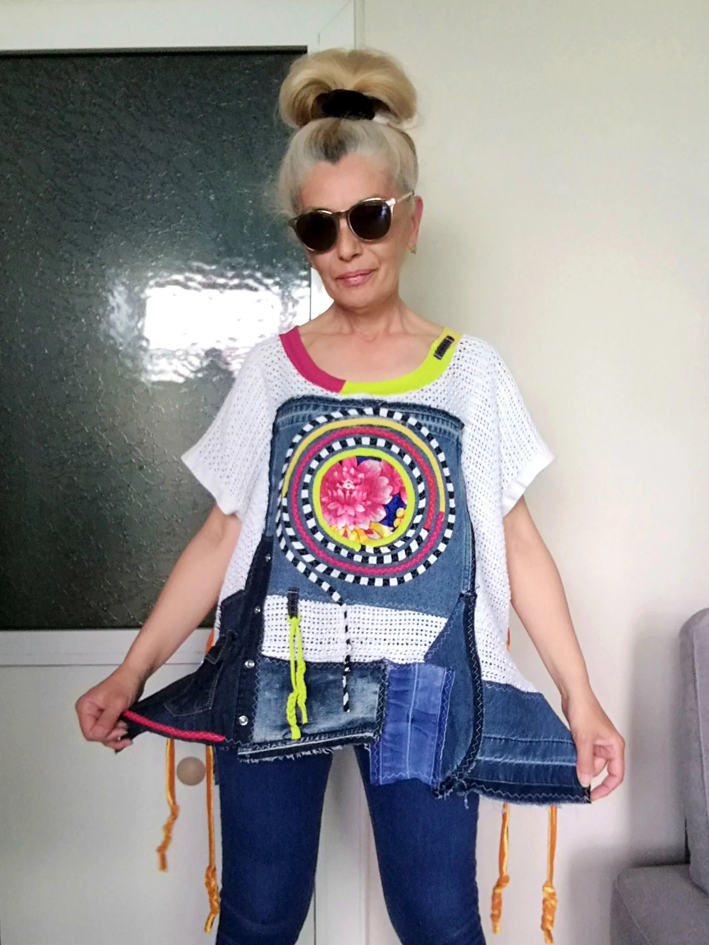Plus Size Denim Top One Size Loose Summer Lace Top