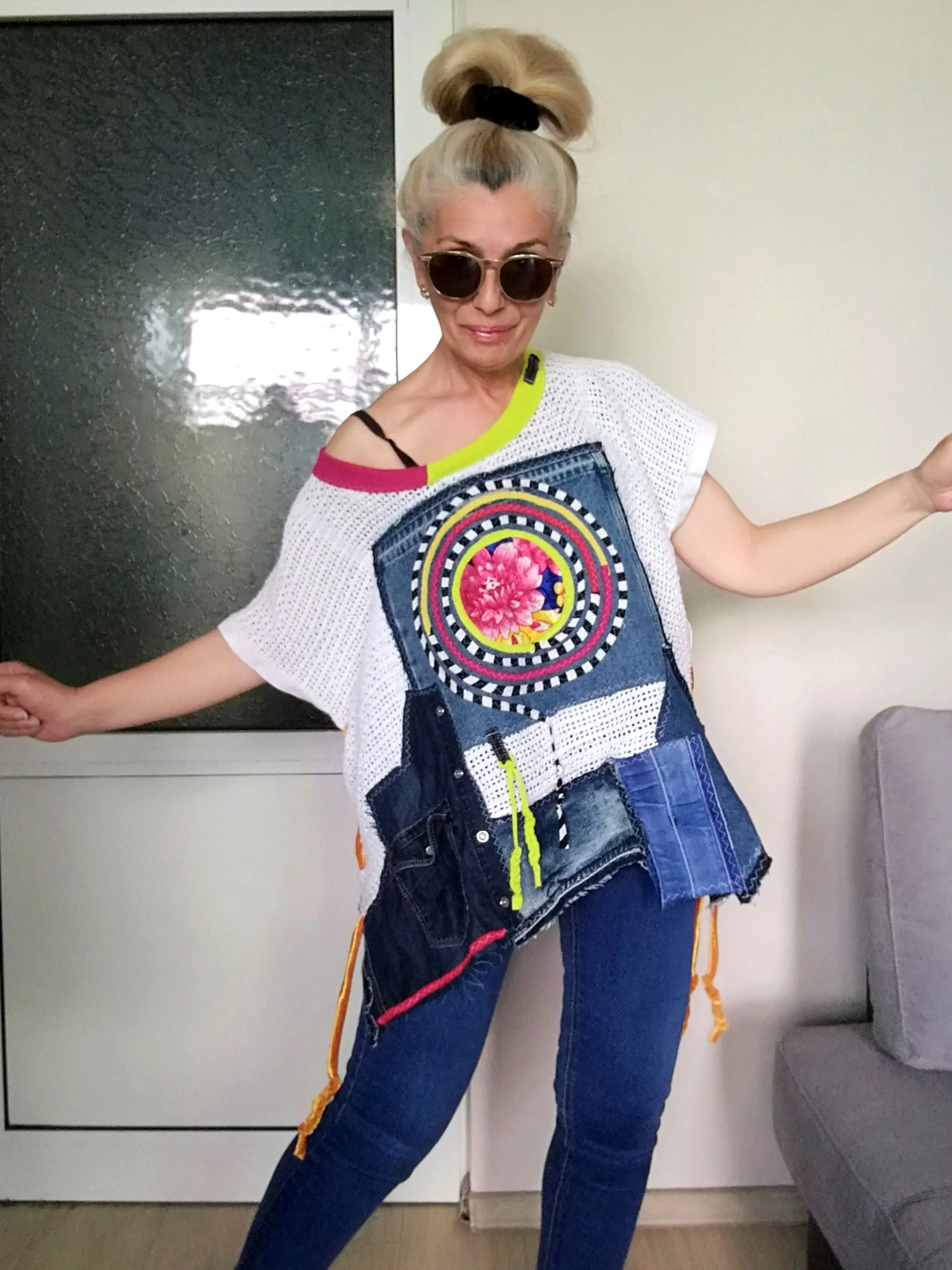 Plus Size Denim Top One Size Loose Summer Lace Top