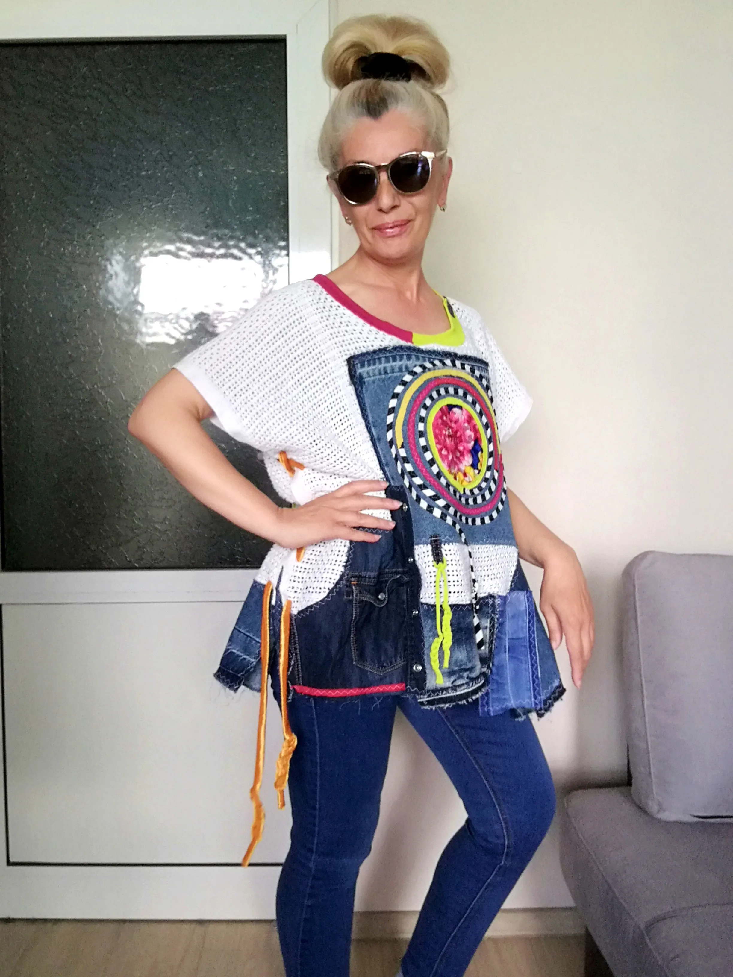 Plus Size Denim Top One Size Loose Summer Lace Top