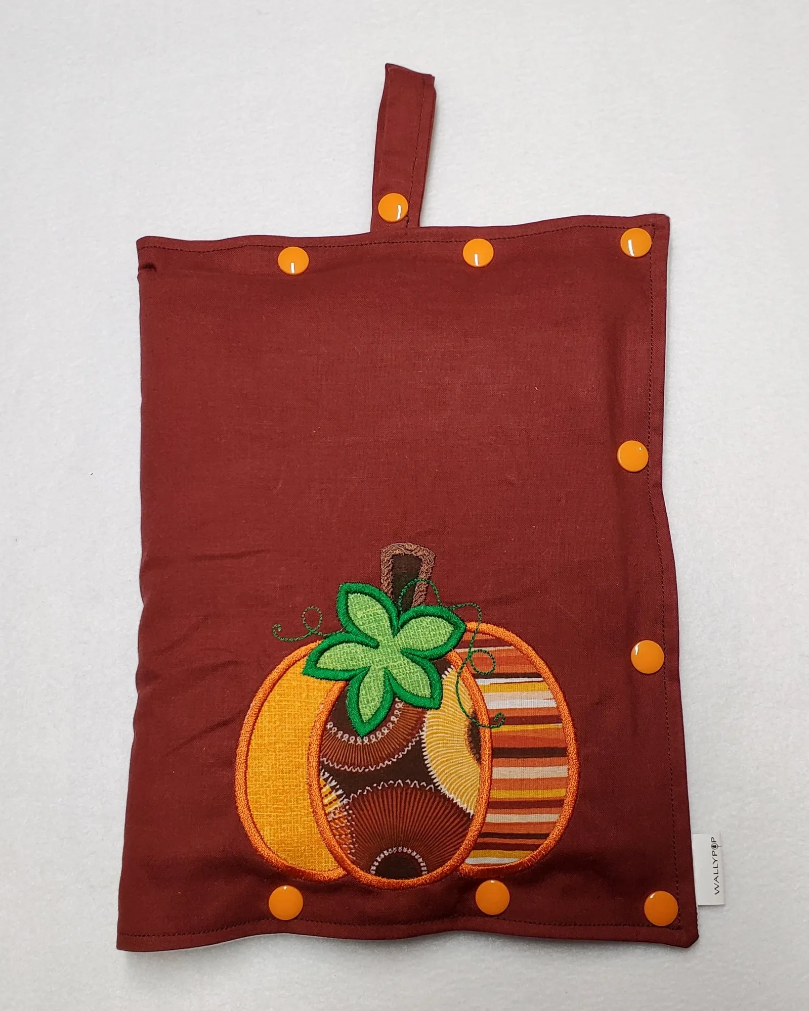 Pumpkin Applique - size Medium Insulated Feeding Pump Bag Cover / IV bag cover. Ready to ship.