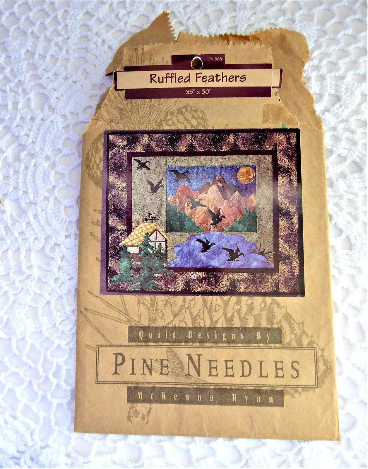 Quilt Pattern Ruffled Feathers 1997 Quilting Pine Needles Lake Ducks Mountains Unused