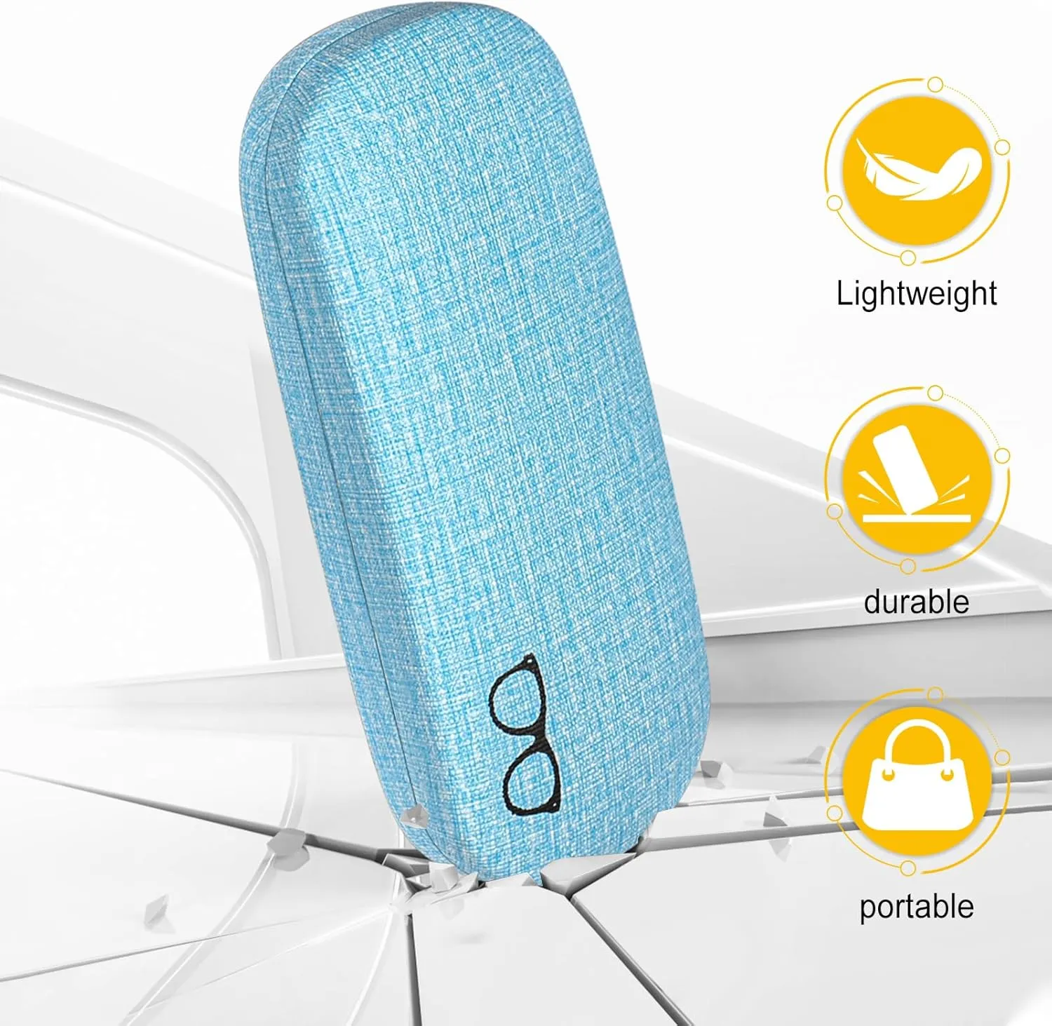RayLove Hard Shell Glasses Case, PU leather Eyeglass Case Comes with a Pouch & Cleaning Cloth