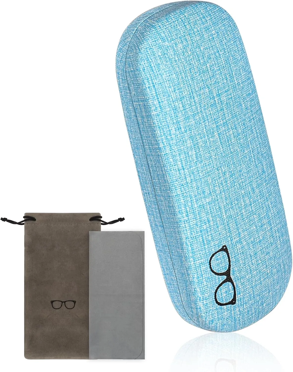 RayLove Hard Shell Glasses Case, PU leather Eyeglass Case Comes with a Pouch & Cleaning Cloth