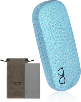 RayLove Hard Shell Glasses Case, PU leather Eyeglass Case Comes with a Pouch & Cleaning Cloth