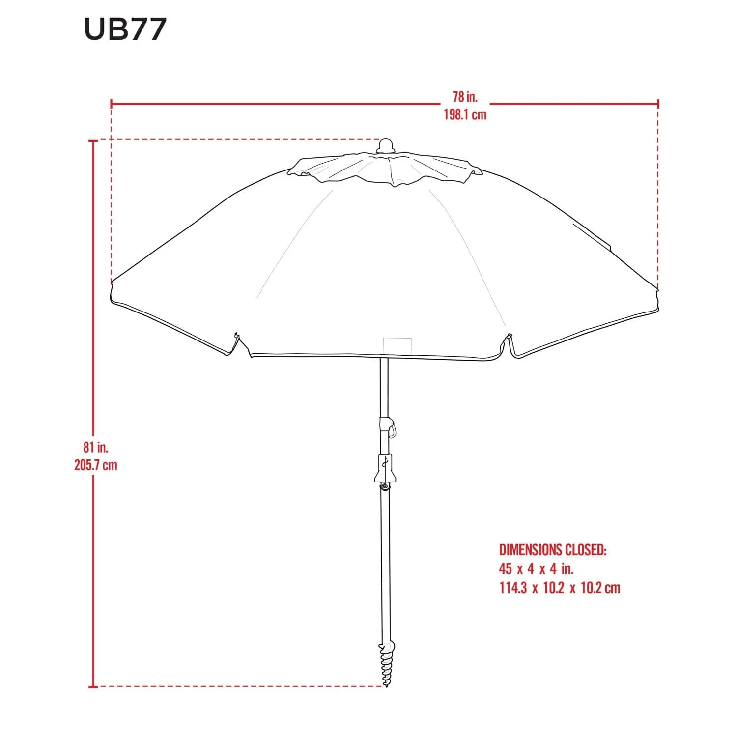 Rio Beach | 7 ft Beach Umbrella With Sand Anchor - Dark Blue