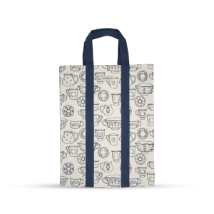 Shopping Bag with Webbing Handle - Cup & Saucer - Cream