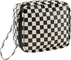 Small Makeup Bag for Purse Portable Mini Makeup Organizer Waterproof Cosmetic Pouch for Coin Lipstick Jewelry Little Cosmetic Bag with Zipper for Women Black