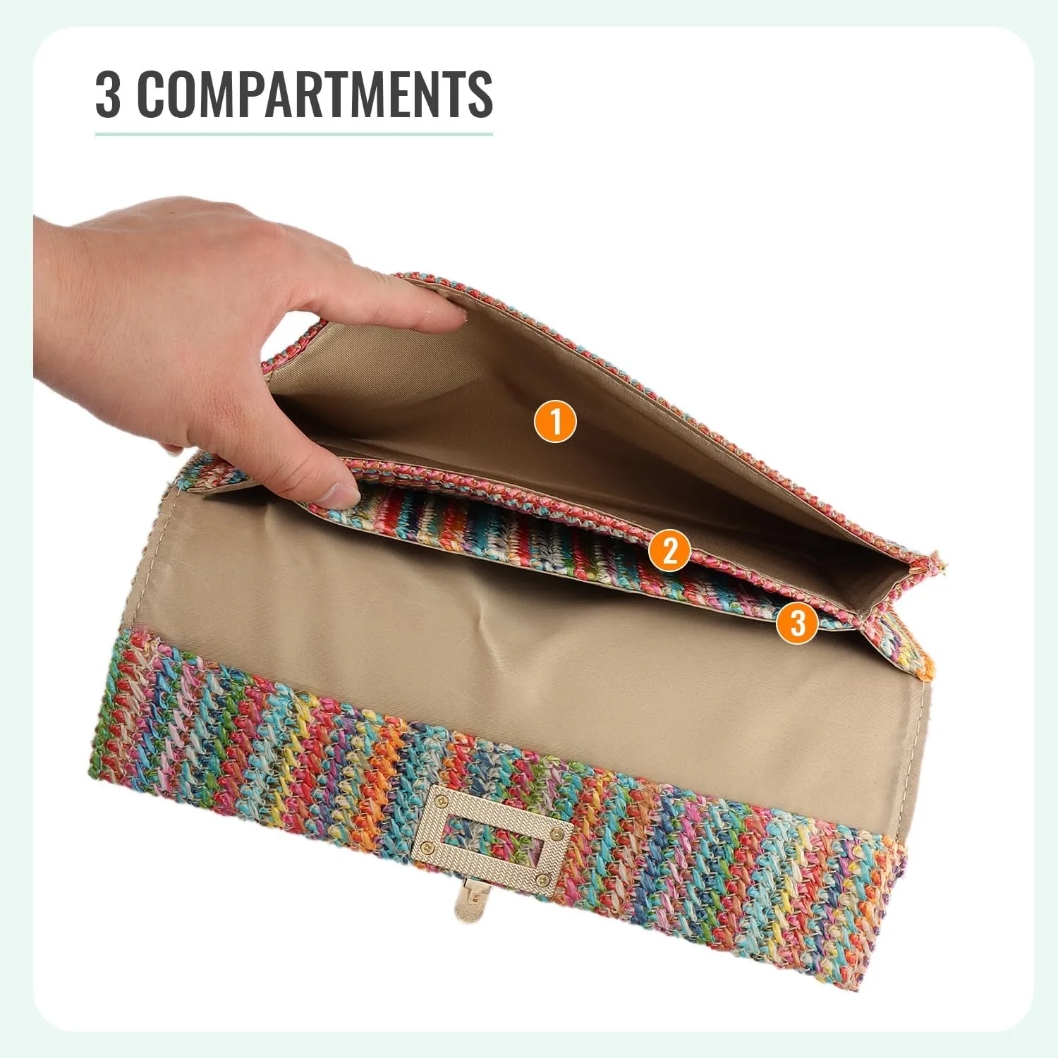 Straw Clutch Purses for Women Summer Beach Bag Woven Purse Wicker Rattan Envelope Clutch for Wedding