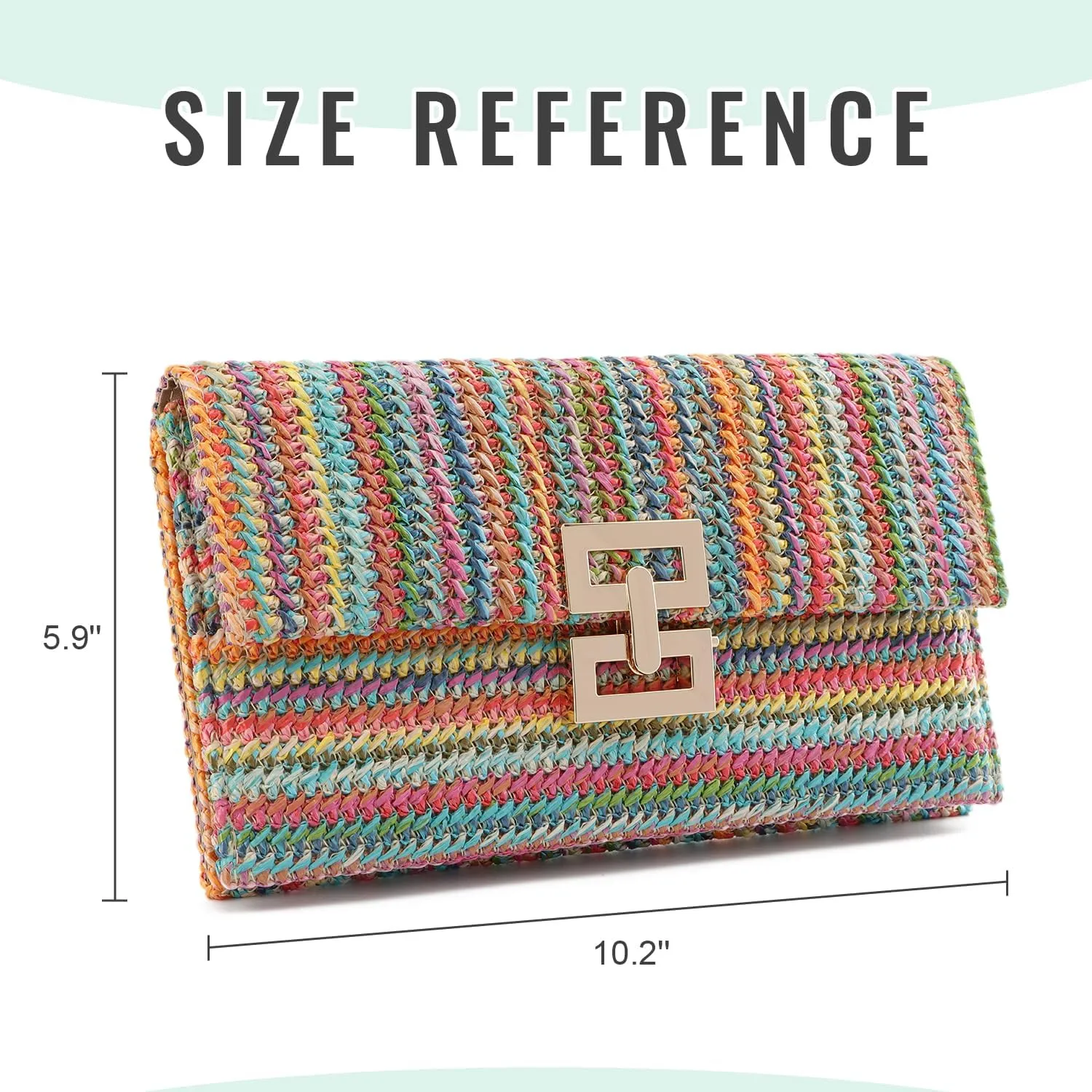 Straw Clutch Purses for Women Summer Beach Bag Woven Purse Wicker Rattan Envelope Clutch for Wedding