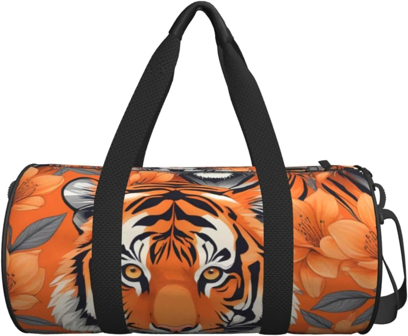 Tiger Stripes Orange Pattern Printed Travel Bag,Round Personal Item Storage bag,Foldie Duffel Bag for Traveling Vacation,Fitness,Sports