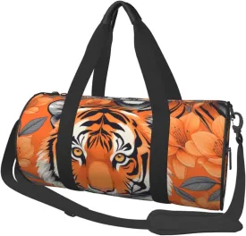 Tiger Stripes Orange Pattern Printed Travel Bag,Round Personal Item Storage bag,Foldie Duffel Bag for Traveling Vacation,Fitness,Sports