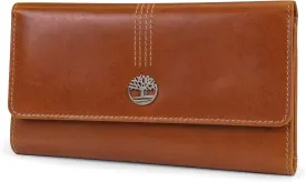 Timberland Women's Leather RFID Flap Wallet Clutch Organizer, Cognac (Buff Apache), One Size