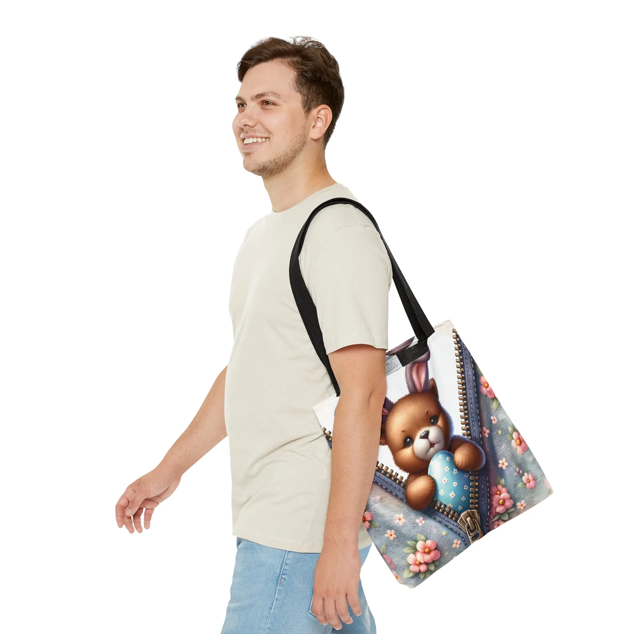 Tote Bag, Easter, Cute Bear with Bunny Ears, Personalised/Non-Personalised Tote bag