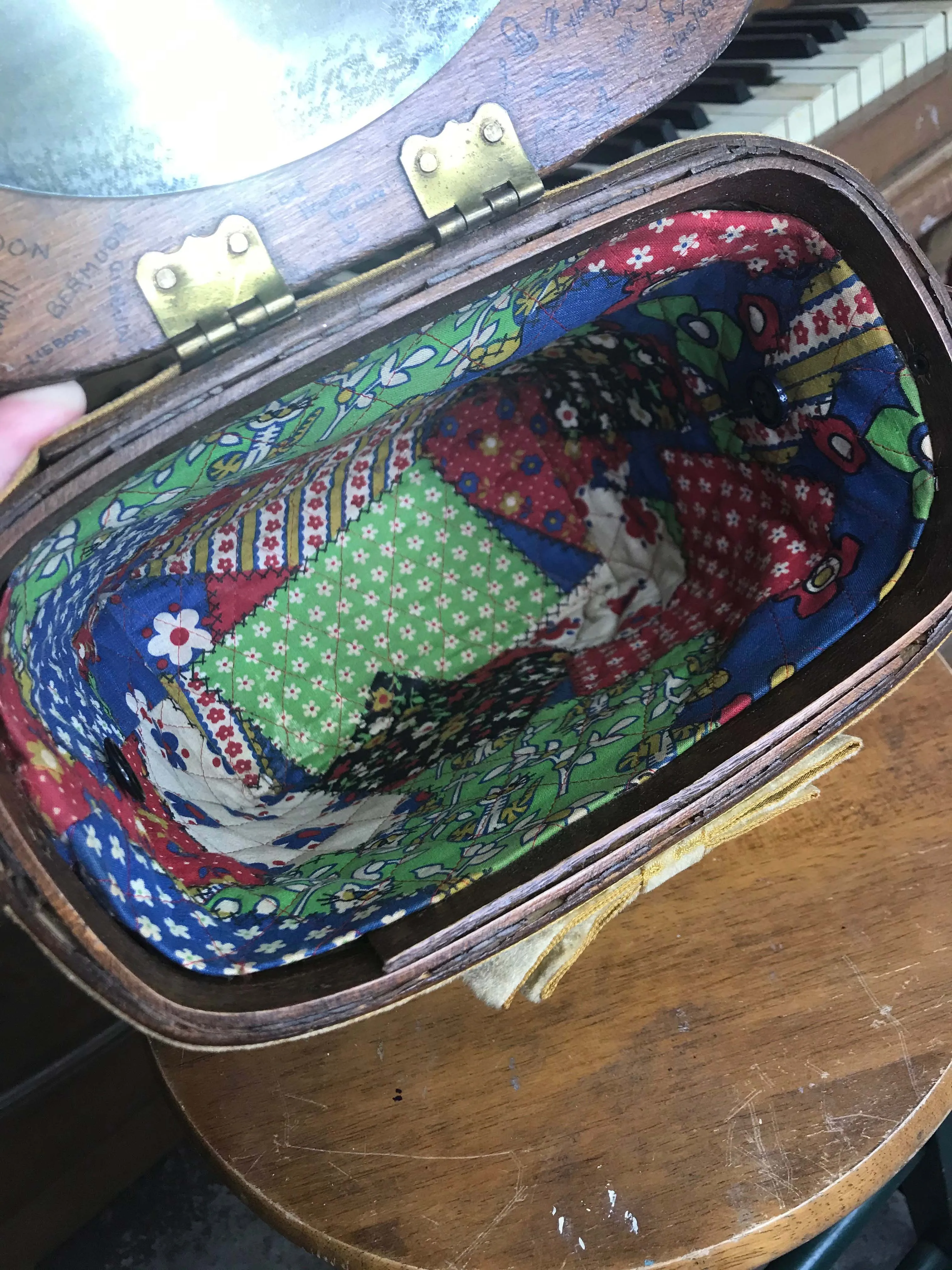 Vintage 60s Basketville Basket Box Purse Wicker Bag Mirror Novelty Boho Handbag