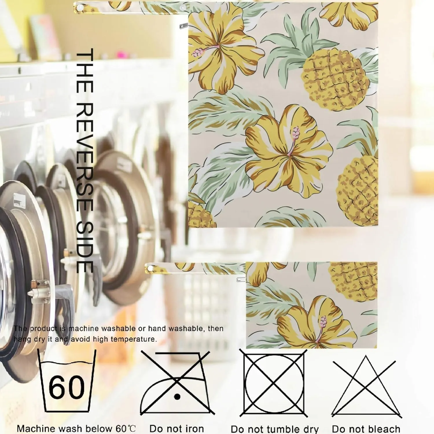 visesunny Tropical Yellow Pineapple and Flower 2Pcs Wet Bag with Zippered Pockets Washable Reusable Roomy for Travel,Beach,Pool,Daycare,Stroller,Diapers,Dirty Gym Clothes, Wet Swimsuits, Toiletries