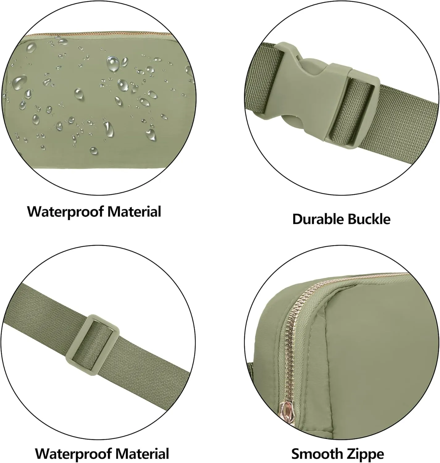 VKIOIP Unisex Fanny Pack Waist Belt Bag with Adjustable Strap,Hands Free Crossbody Fanny Bag with Zipper for Woman and Man,for Hiking,Running,Sports Gifts(Khaki Green)
