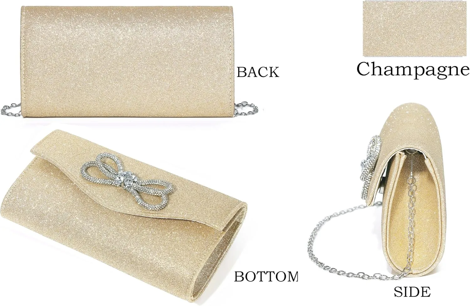 Women Diamond Bow Evening Bag Rhinestone Clutch Purse Wedding Prom Purse Formal Cocktail Party Handbag