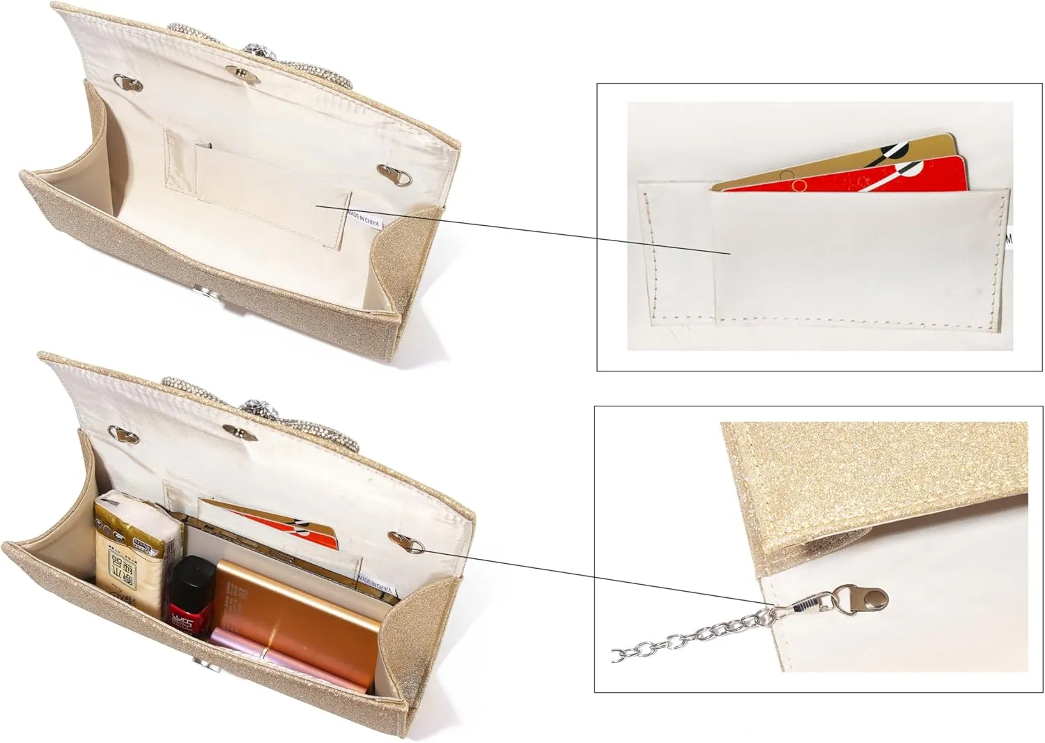 Women Diamond Bow Evening Bag Rhinestone Clutch Purse Wedding Prom Purse Formal Cocktail Party Handbag