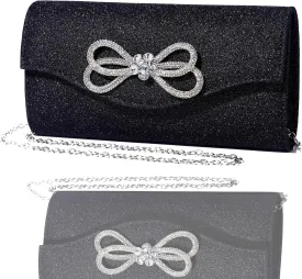 Women Diamond Bow Evening Bag Rhinestone Clutch Purse Wedding Prom Purse Formal Cocktail Party Handbag