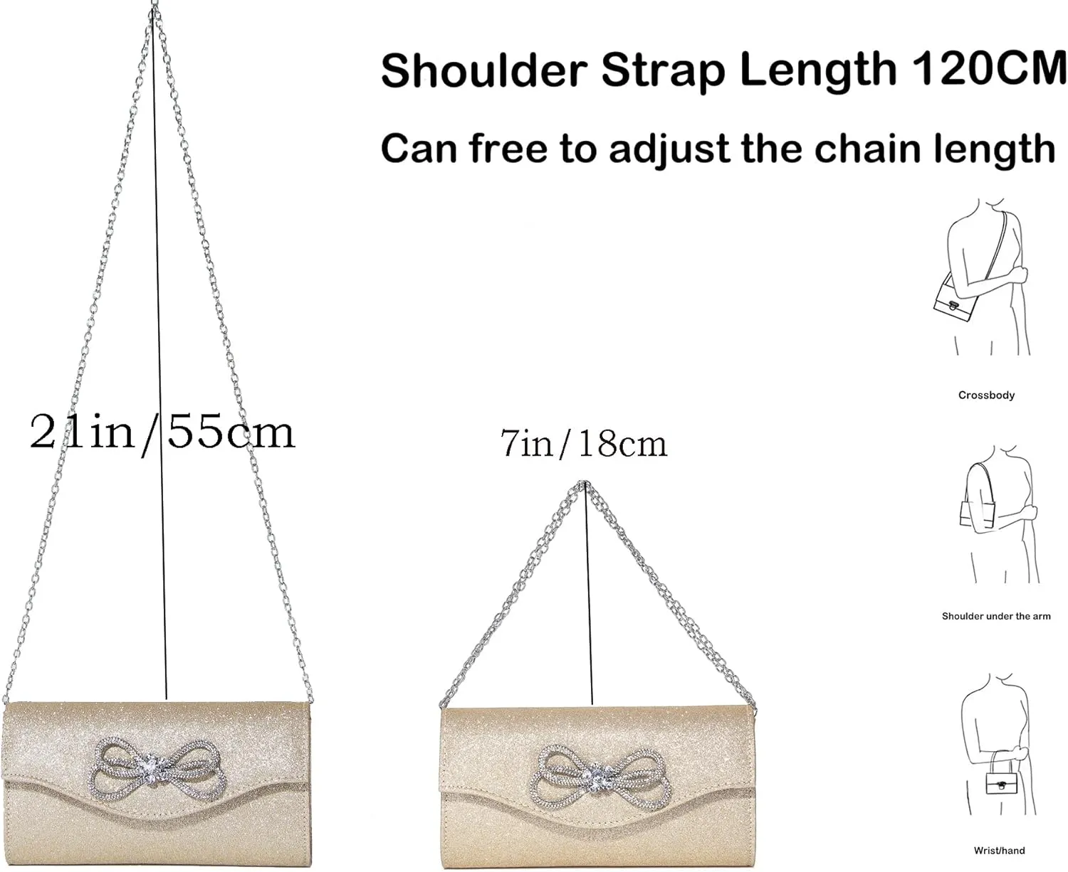 Women Diamond Bow Evening Bag Rhinestone Clutch Purse Wedding Prom Purse Formal Cocktail Party Handbag