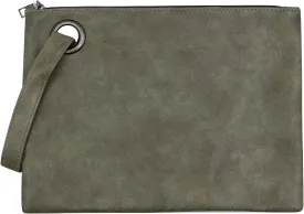 Women Oversized Envelope Handbag Soft Leather Clutch Evening Bag Purse with Wrist Strap
