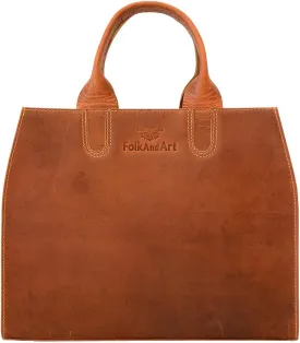 Women's Lightweight Vintage Leather Tote Bag - Handmade Shoulder Bag, Purse, Satchel, Hobo Handbag for Office and Casual Use