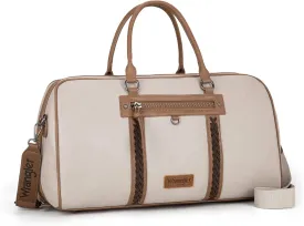 Wrangler Travel Duffel Bag Large Weekender Bag for Women Designer Carry on Overnight Bag for Trips Leather Luggage Bag Gray