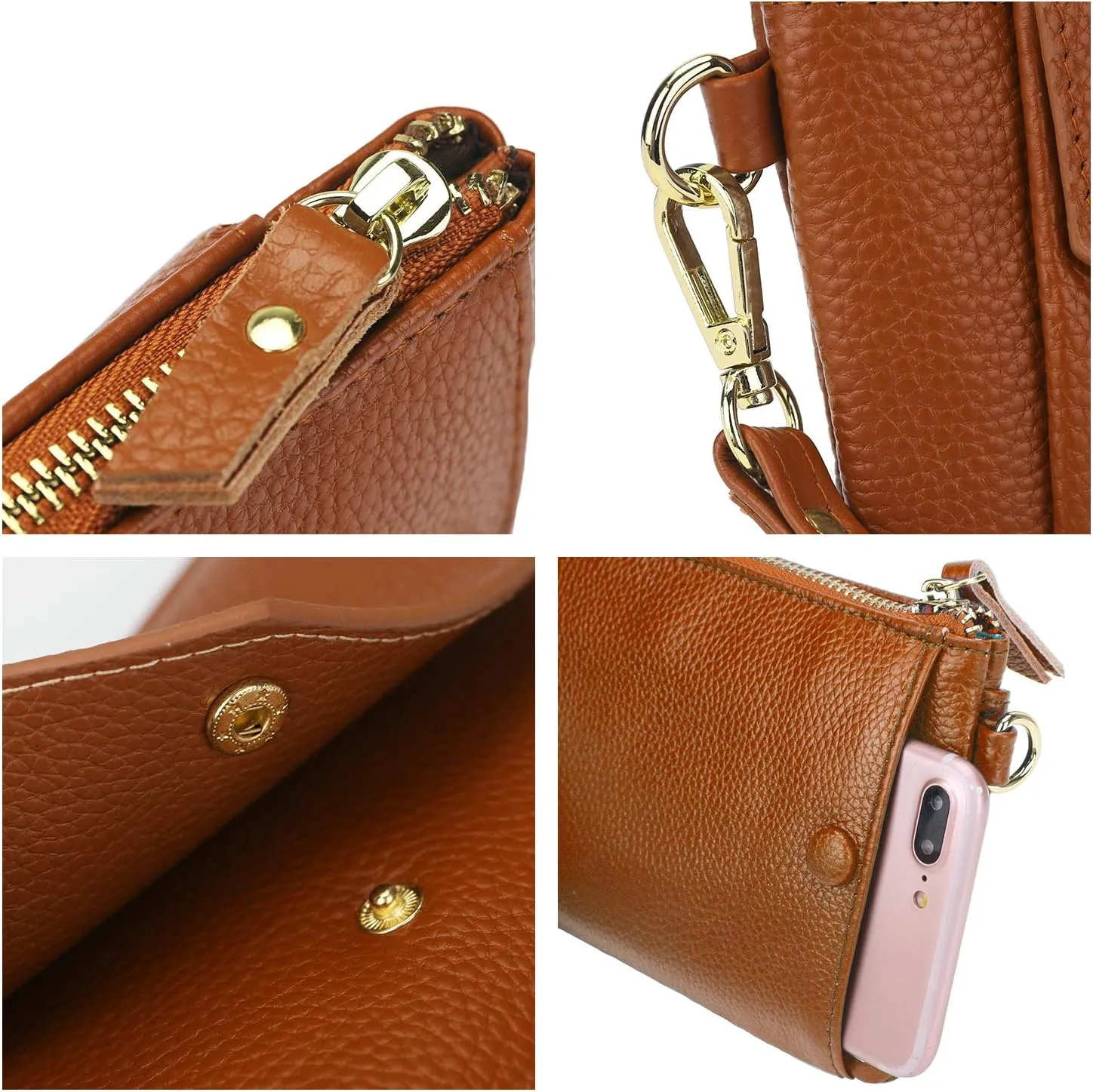 YALUXE Women's Genuine Leather Wristlet Handbags Envelope Style Cell Phone Purse Card Holder Clutch Wallet